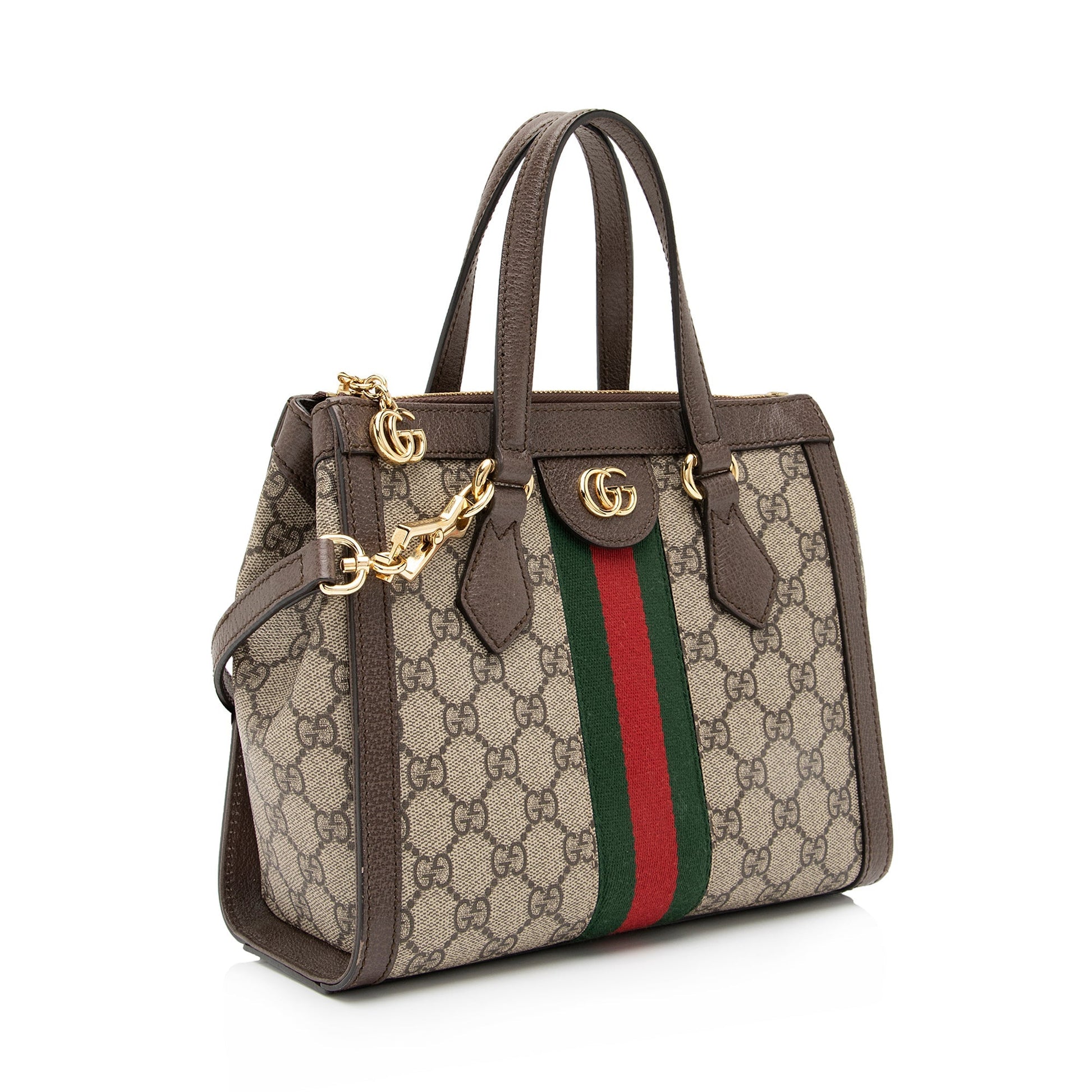 Gucci GG Supreme Ophidia SHF Leather Canvas Nylon Brown Tote Bag