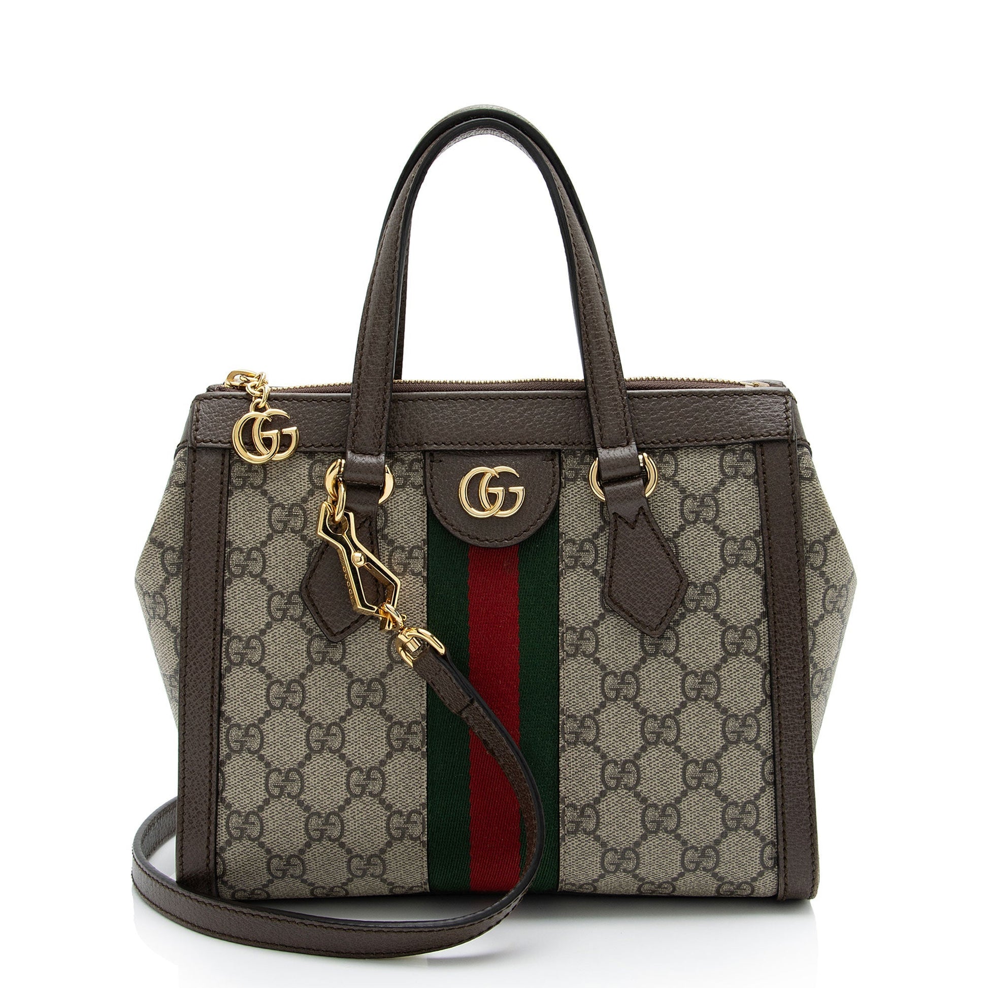 Gucci GG Supreme Ophidia SHF-ZPa4E9 Leather Canvas Nylon Brown Tote Bag