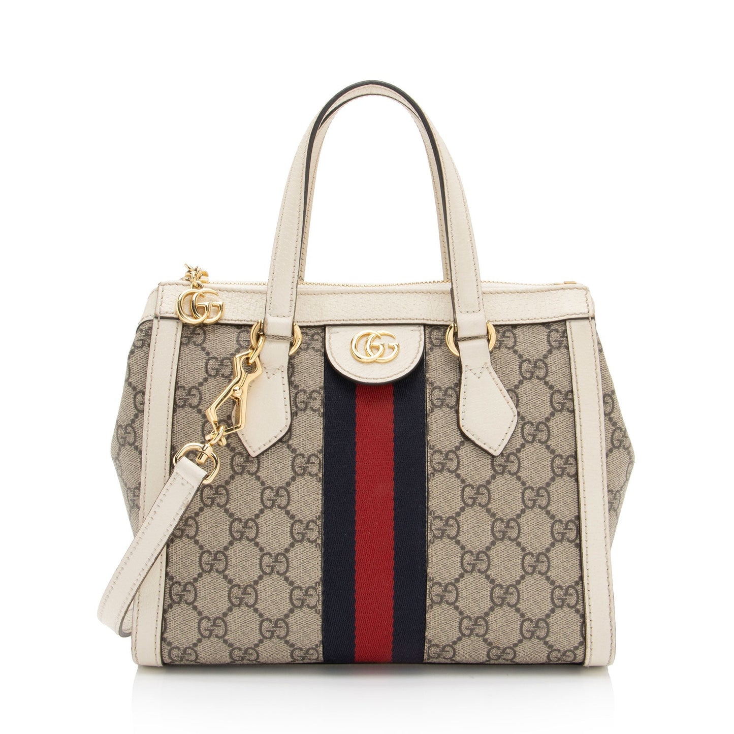 Gucci GG Supreme Ophidia SHF-LZv4Fb Leather Canvas Nylon White Tote Bag