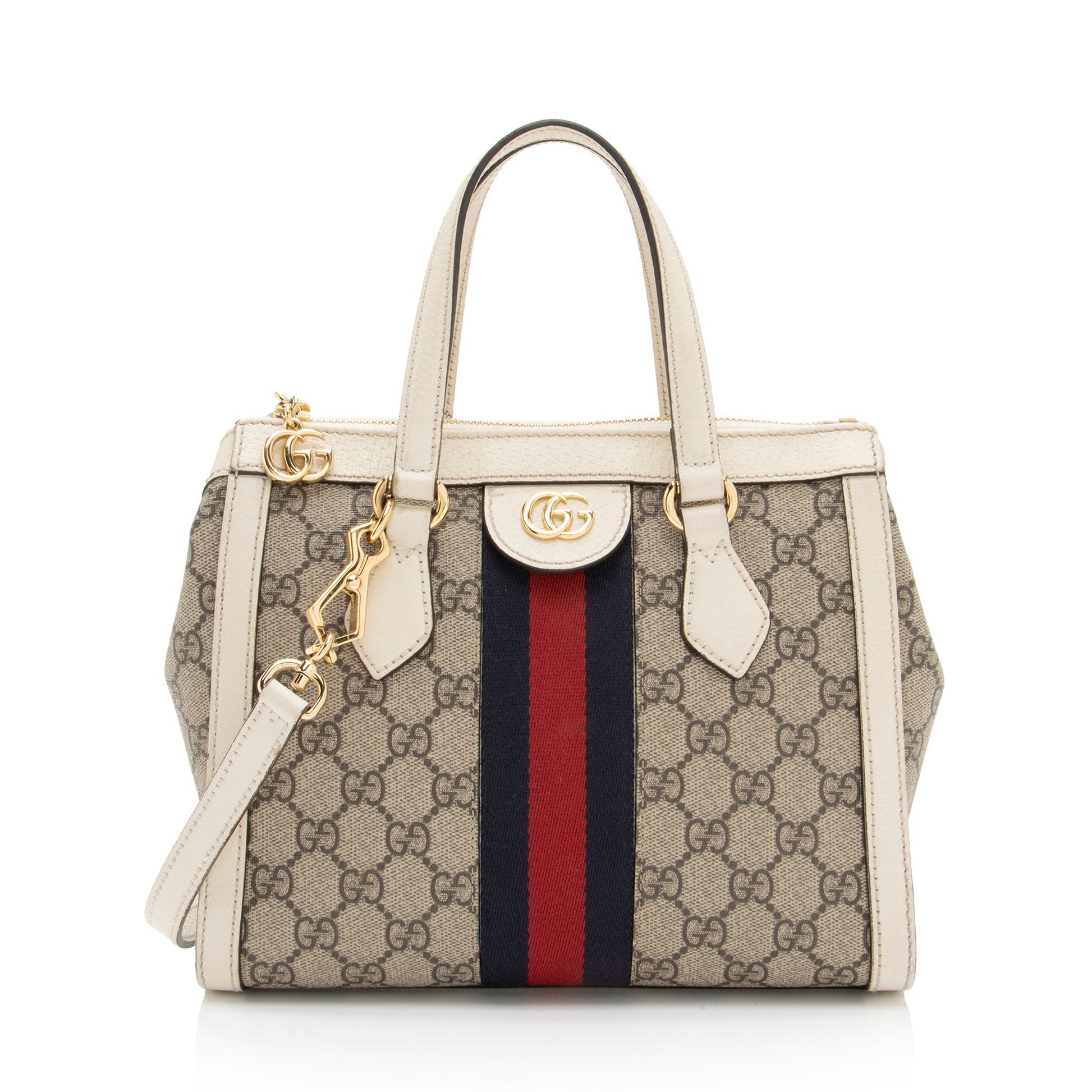 Gucci GG Supreme Ophidia SHF-LZv4Fb Leather Canvas Nylon White Tote Bag