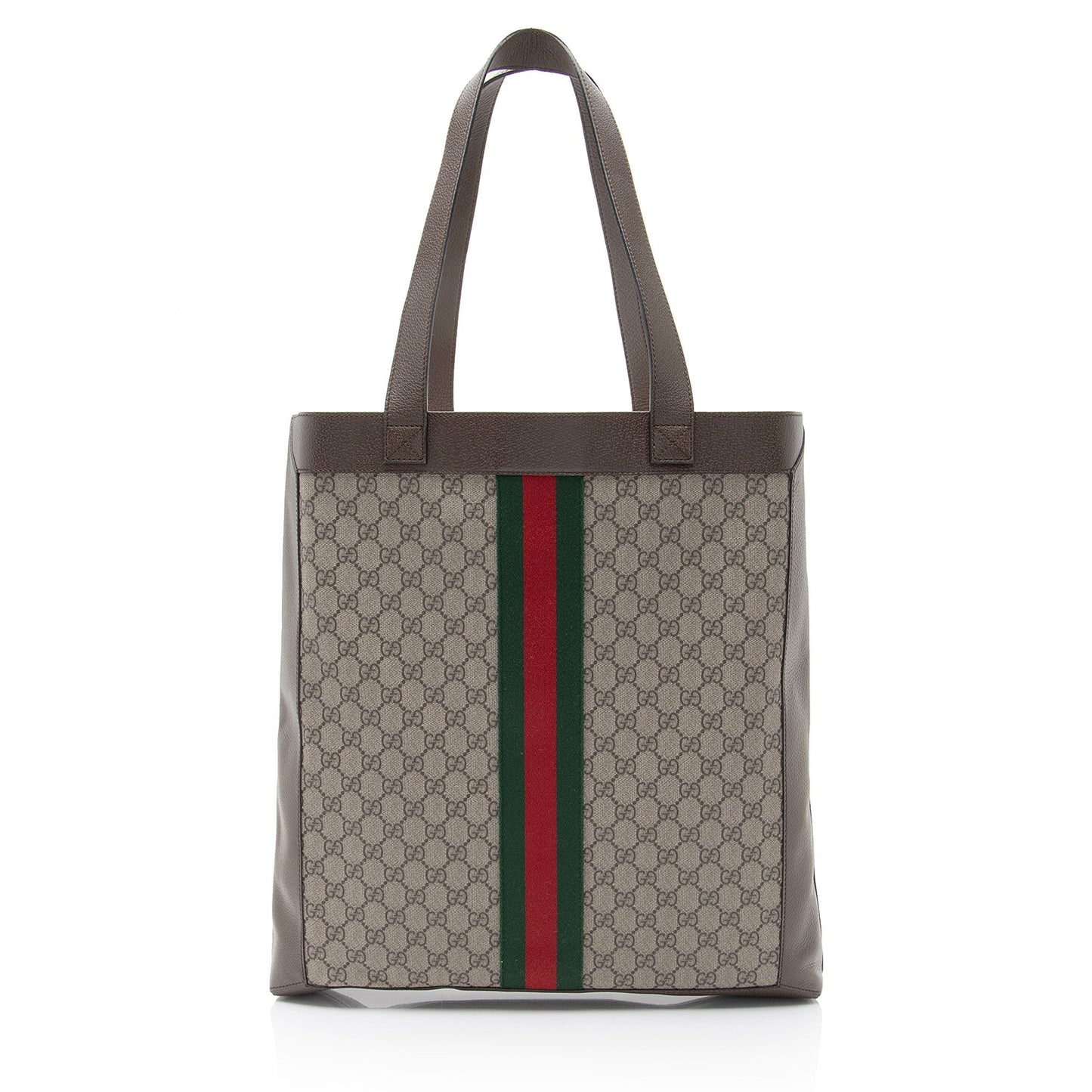 Gucci GG Supreme Ophidia Soft Vertical Leather Canvas Brown Beige Tote Bag