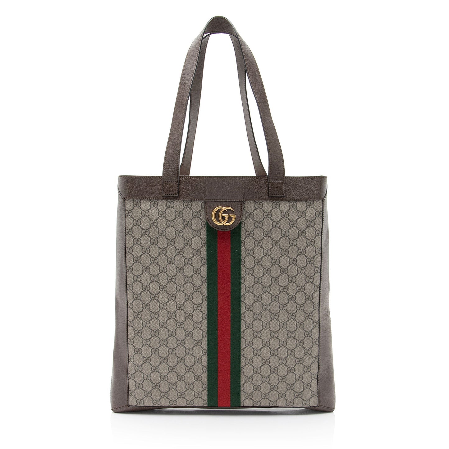 Gucci GG Supreme Ophidia Soft Vertical Leather Canvas Brown Beige Tote Bag