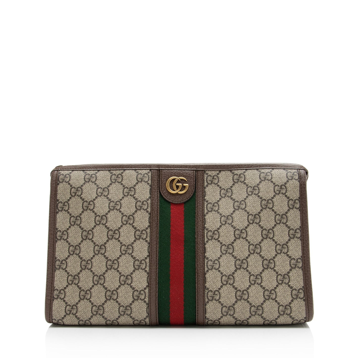 Gucci GG Supreme Ophidia Toiletry Pouch Leather Canvas Nylon Brown Handbag Pouch Shf