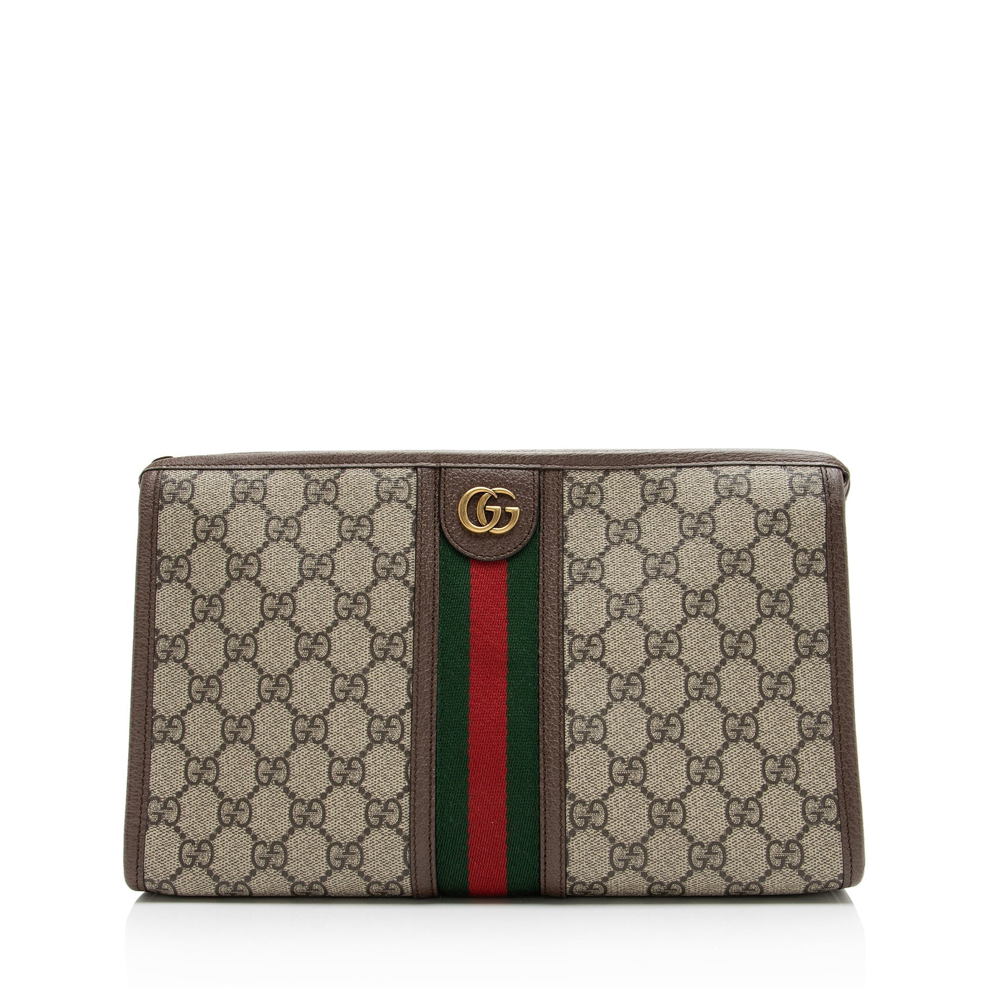Gucci GG Supreme Ophidia Toiletry Pouch Leather Canvas Nylon Brown Handbag Pouch Shf