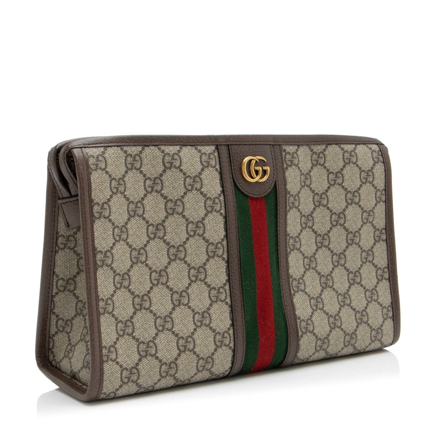 Gucci GG Supreme Ophidia Toiletry Pouch Leather Canvas Nylon Brown Handbag