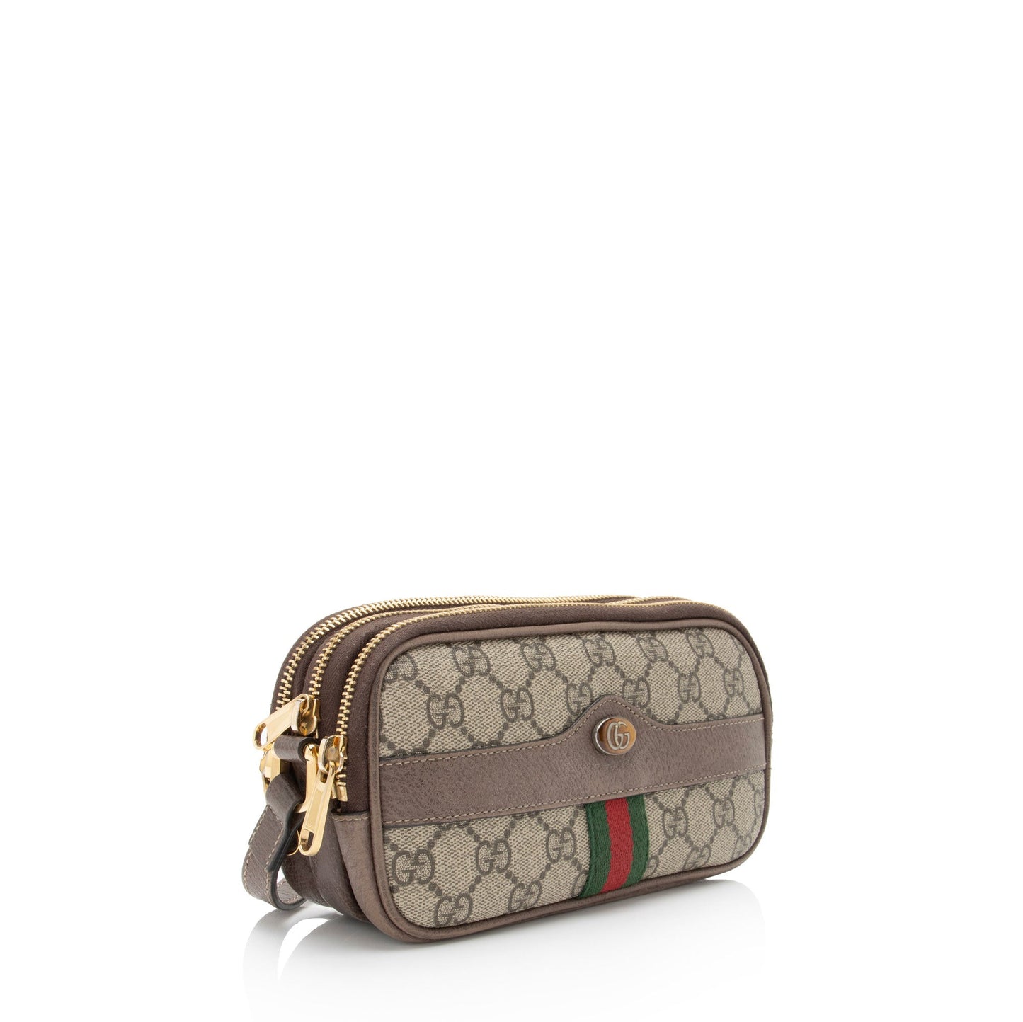 Gucci GG Supreme Ophidia Triple Zip Leather Canvas Nylon Brown Crossbody Bag Shf Hpxcwf