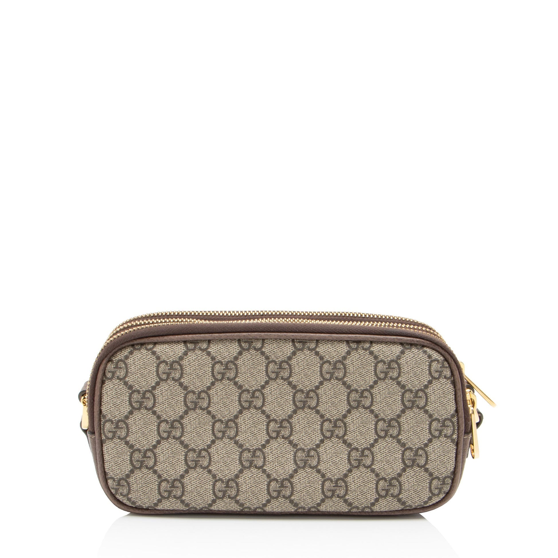 Gucci GG Supreme Ophidia Triple Zip Leather Canvas Nylon Brown Crossbody Bag Shf Que4If