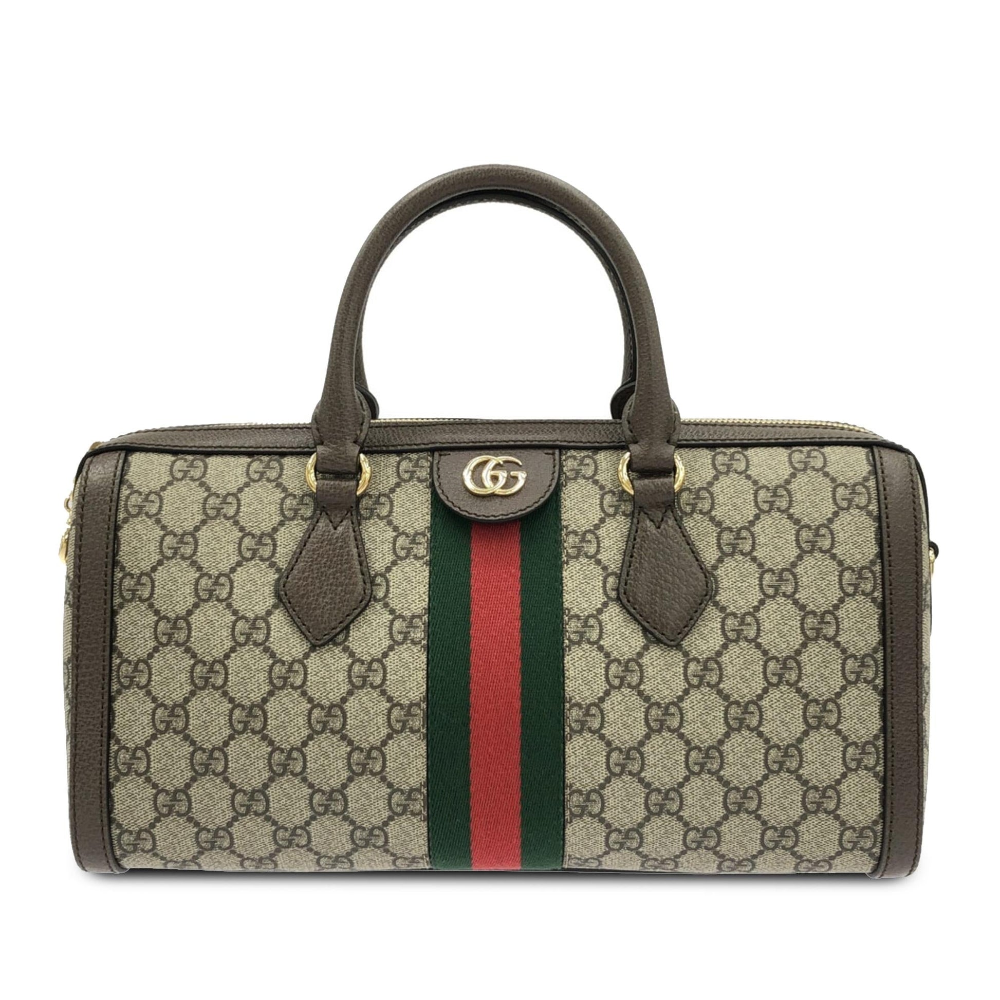Gucci GG Supreme Ophidia Web SHG-uMbpzY Canvas Calf Brown Satchel Bag