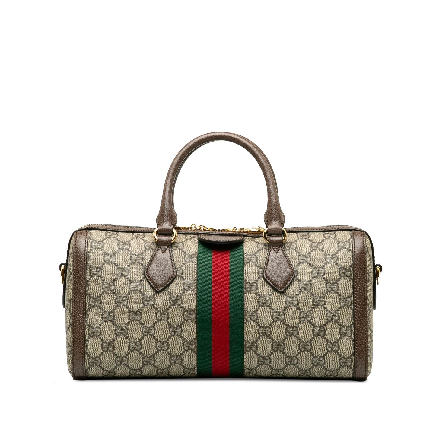 Gucci GG Supreme Ophidia Web Canvas Brown Satchel Bag