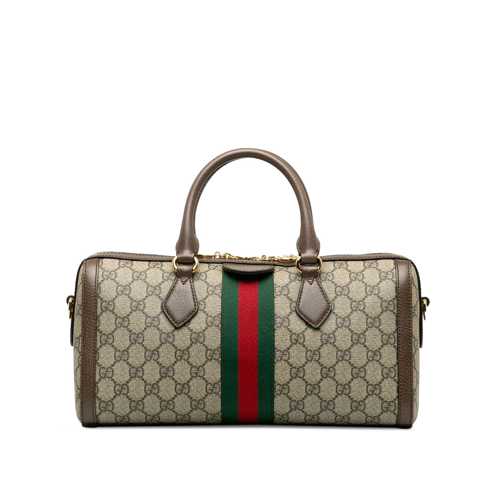 Gucci GG Supreme Ophidia Web Canvas Brown Satchel Bag