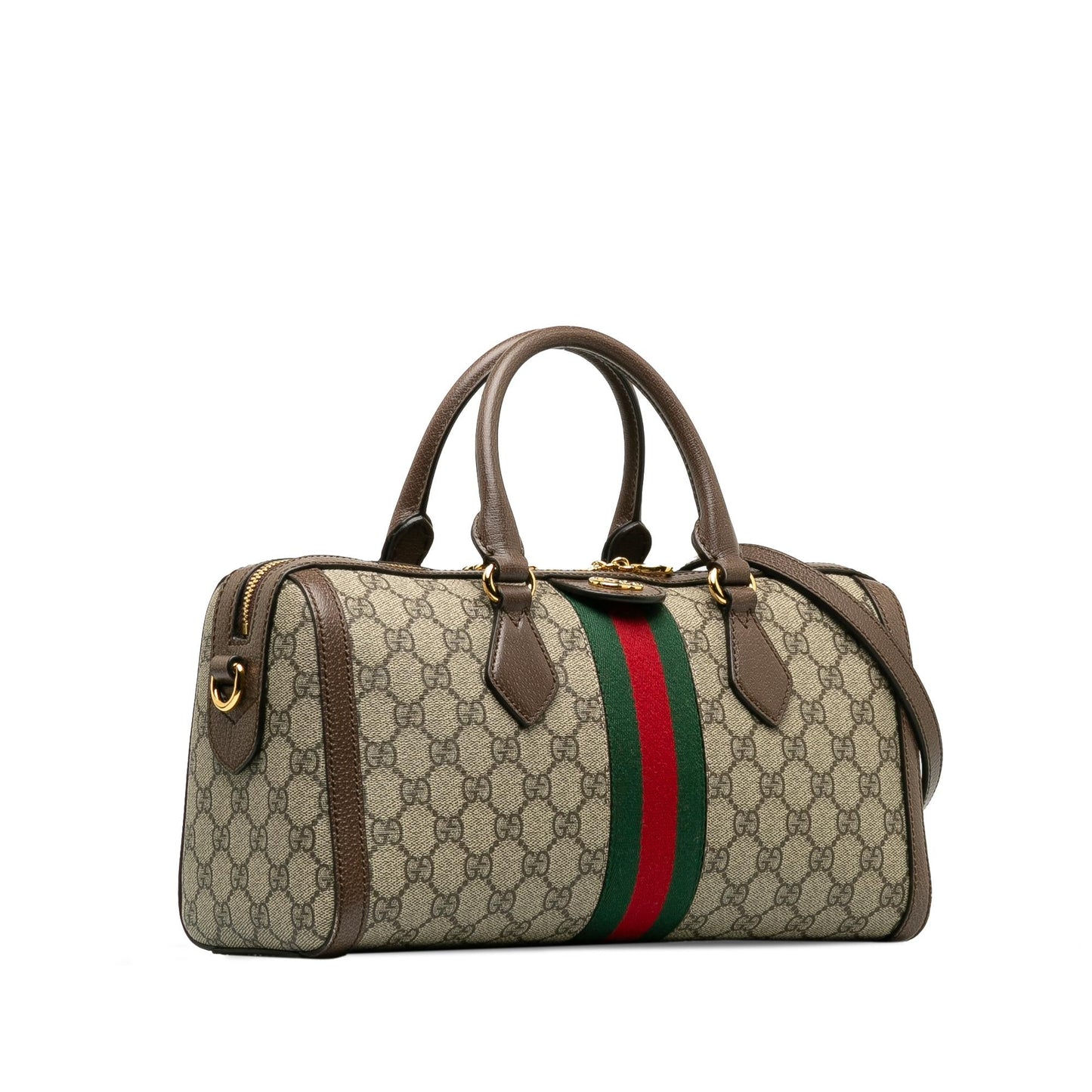 Gucci GG Supreme Ophidia Web Canvas Brown Satchel Bag