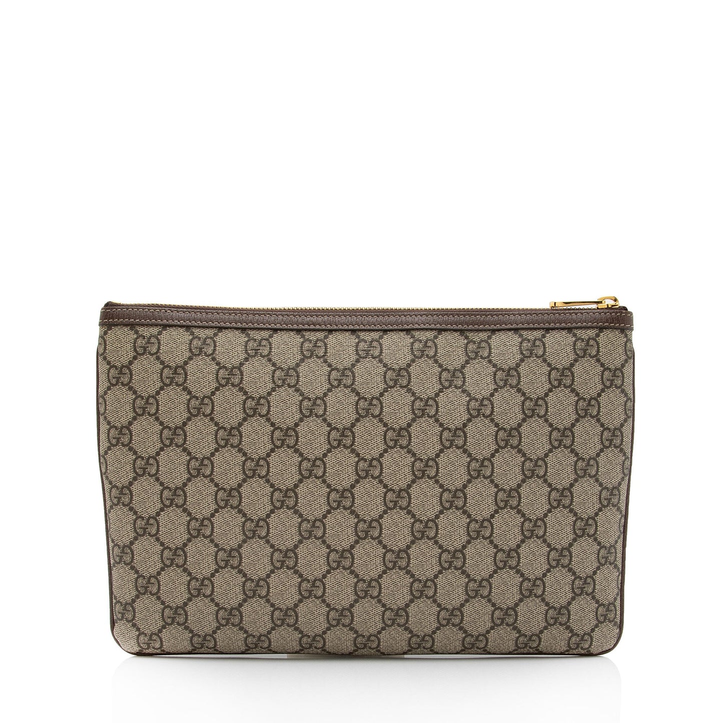 Gucci GG Supreme Ophidia Zip Pouch Leather Canvas Nylon Brown Clutch Bag Shf Kmzkgj