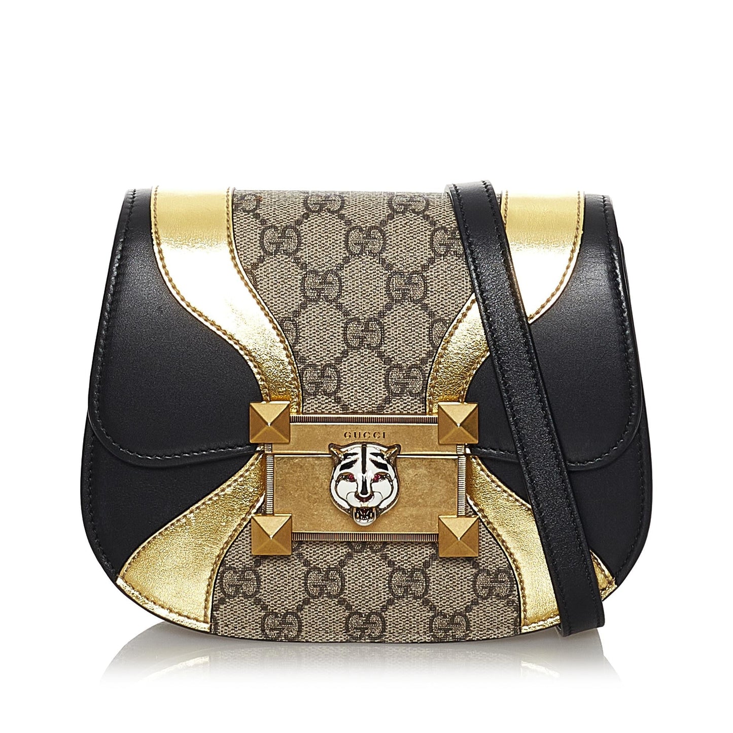 Gucci GG Supreme Osiride SHG-Zg78gC Canvas Brown Gold Crossbody Bag