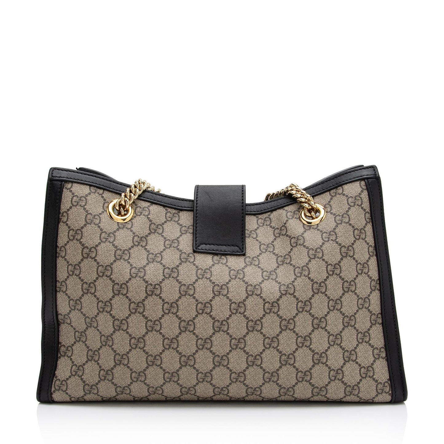 Gucci GG Supreme Padlock Chain SHF Leather Canvas Black Beige Shoulder Bag