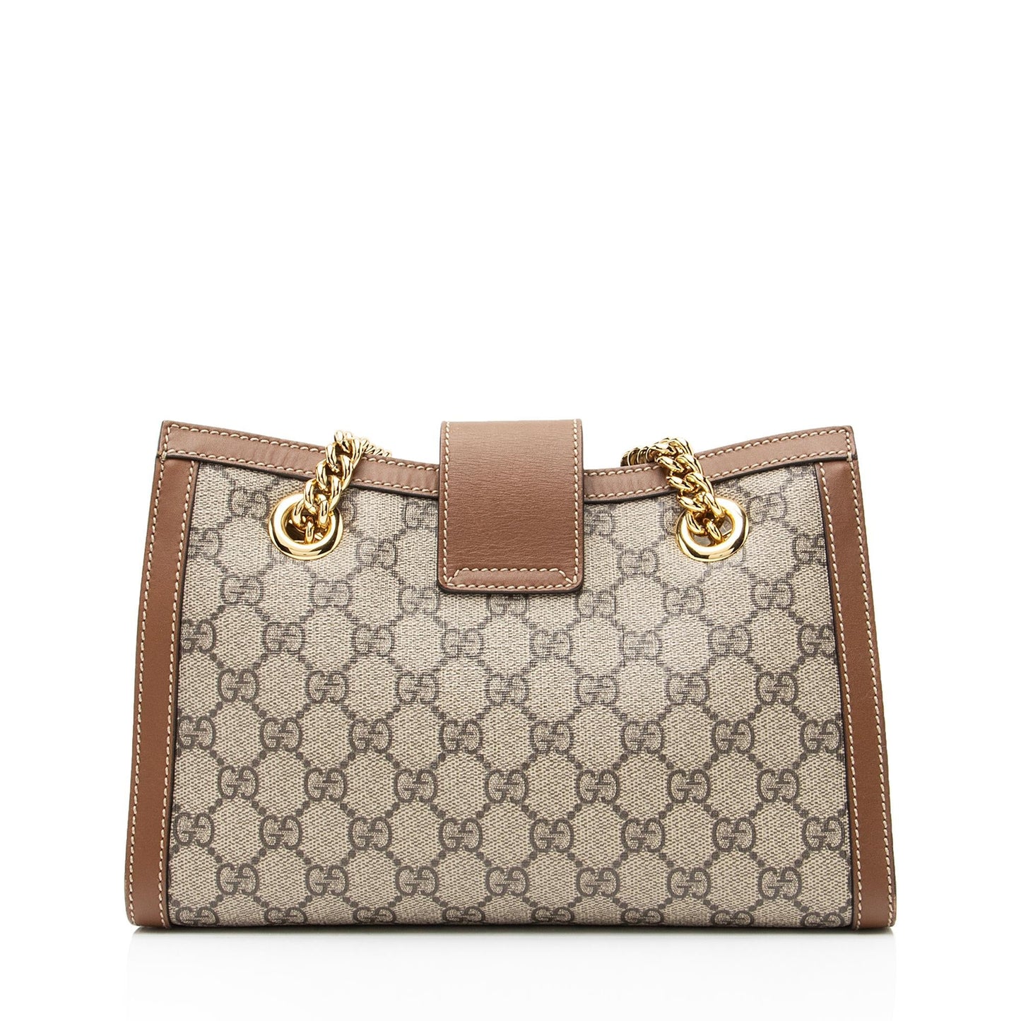 Gucci GG Supreme Padlock Chain SHF Leather Canvas Brown Beige Shoulder Bag