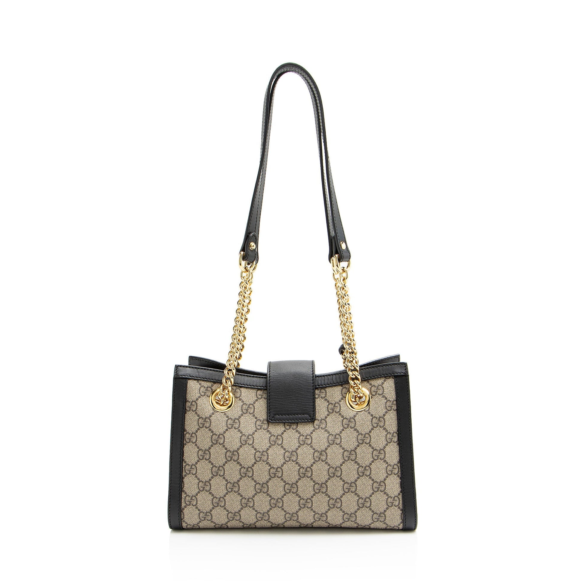 Gucci GG Supreme Padlock Chain Leather Canvas Black Brown Shoulder Bag
