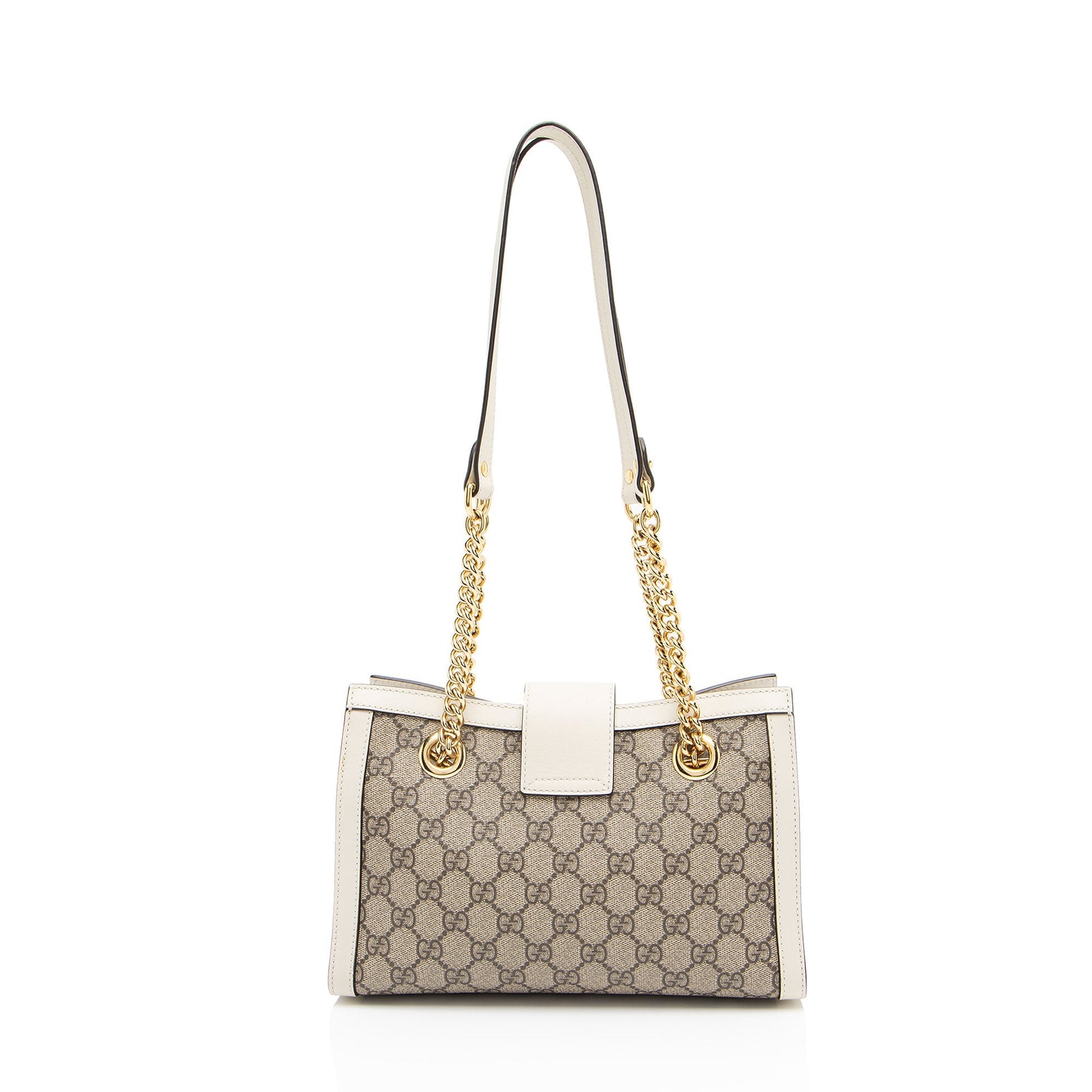 Gucci GG Supreme Padlock Chain Leather Canvas Beige Small Shoulder Bag