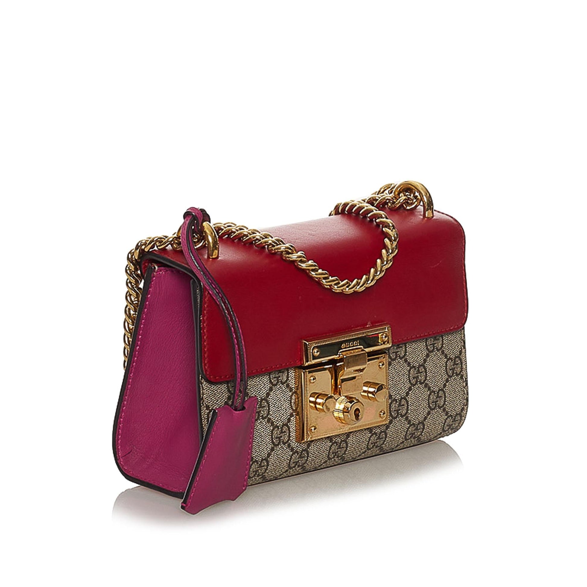 Gucci GG Supreme Padlock SHG Canvas Brown Red Crossbody Bag