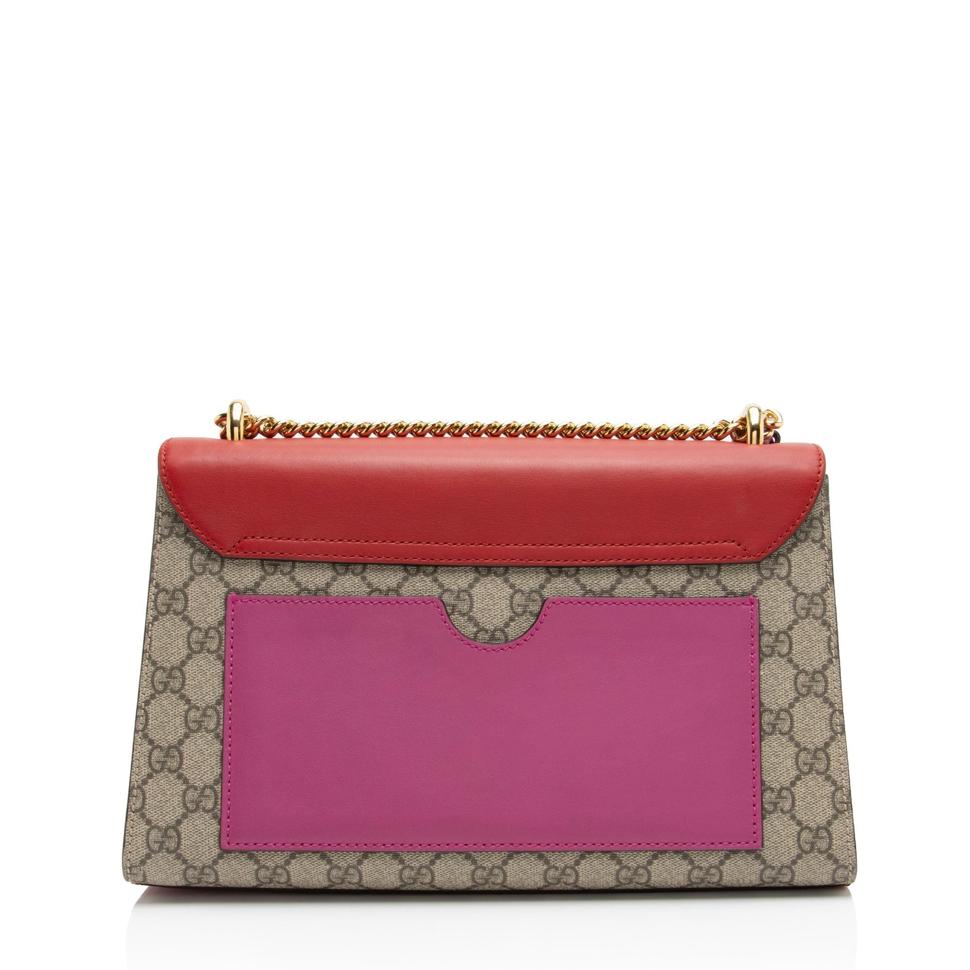 Gucci GG Supreme Padlock Leather Canvas Brown Red Shoulder Bag