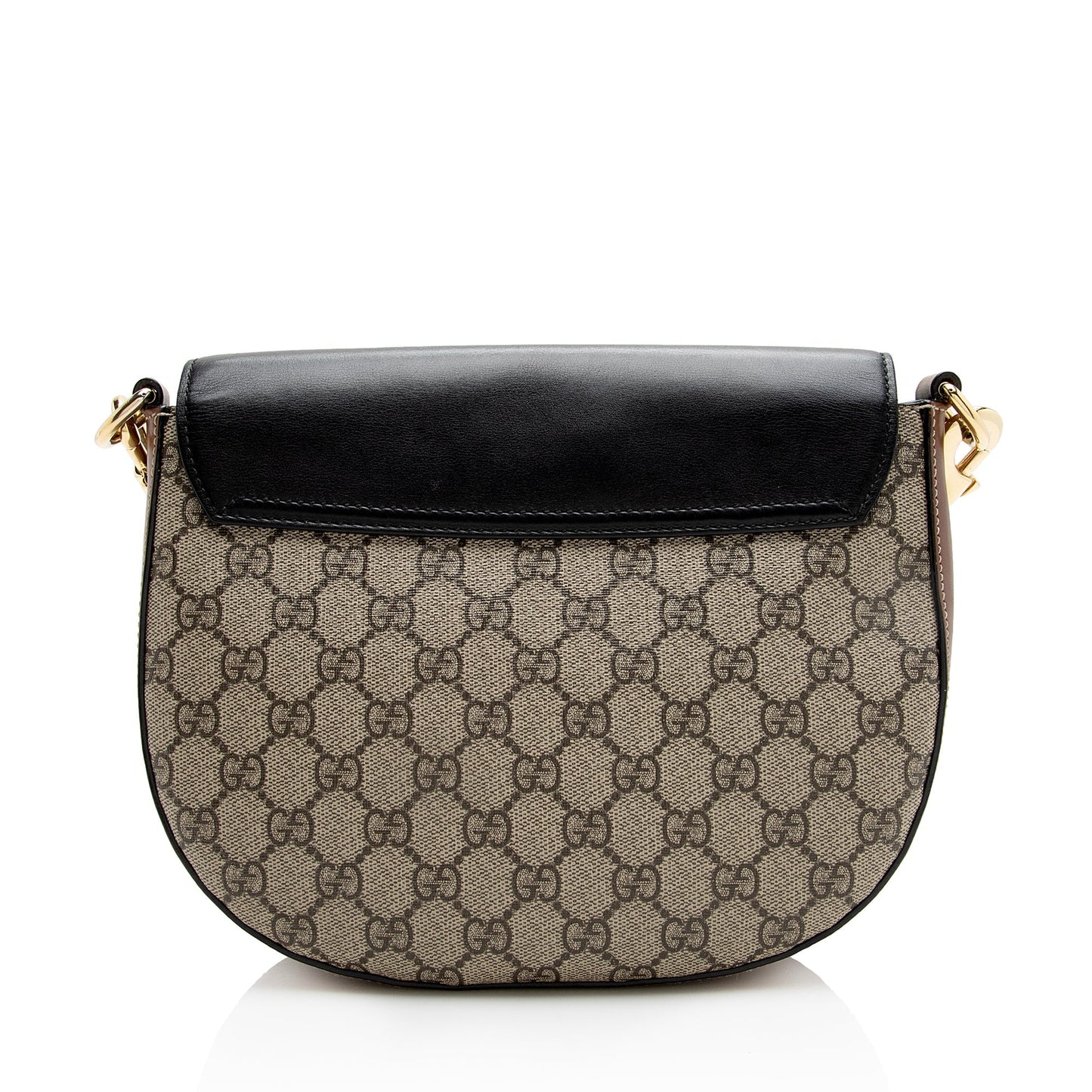 Gucci GG Supreme Padlock Saddle SHF Leather Canvas Nylon Black Crossbody Bag