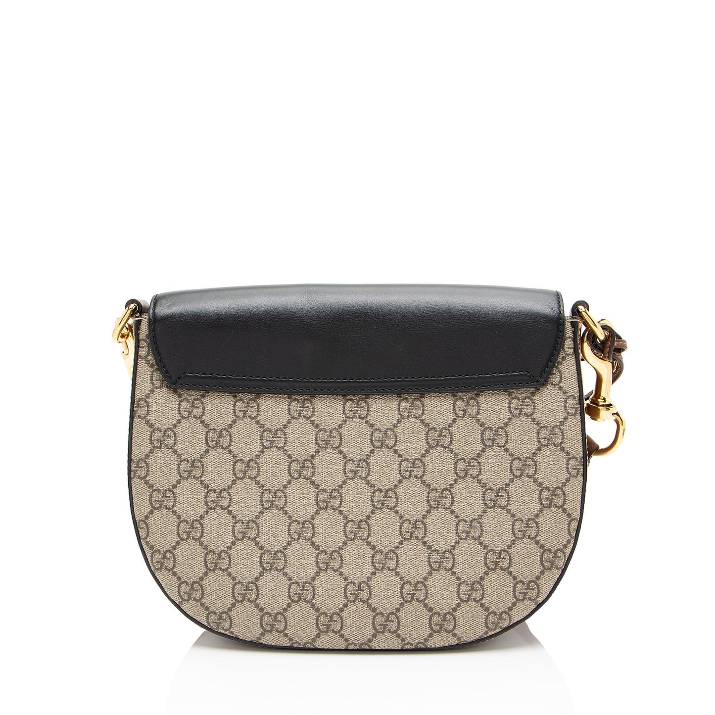 Gucci GG Supreme Padlock Saddle Leather Canvas Nylon Black Crossbody Bag