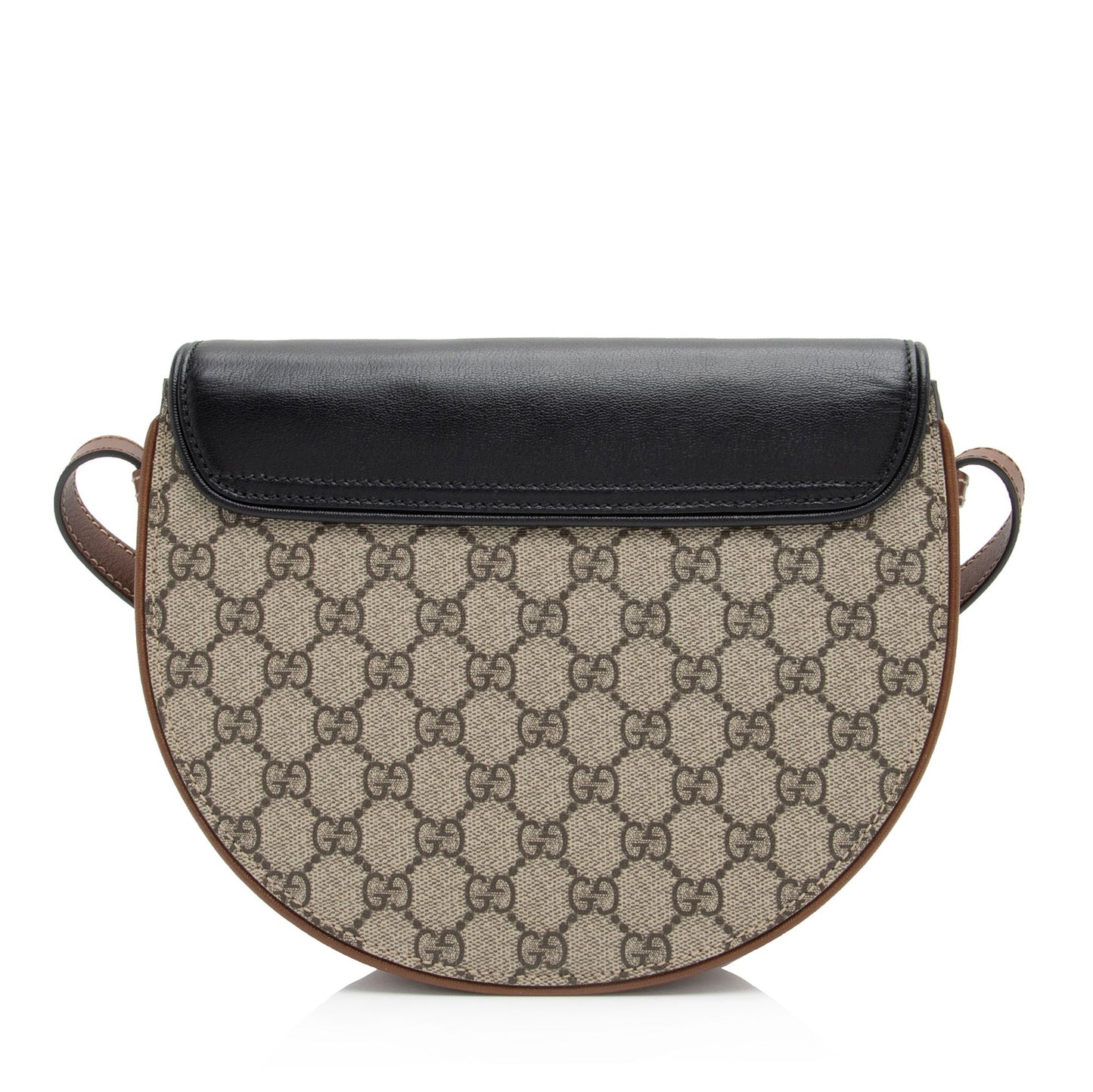 Gucci GG Supreme Padlock Saddle SHF-hTmpl4 Leather Canvas Black Brown Crossbody Bag