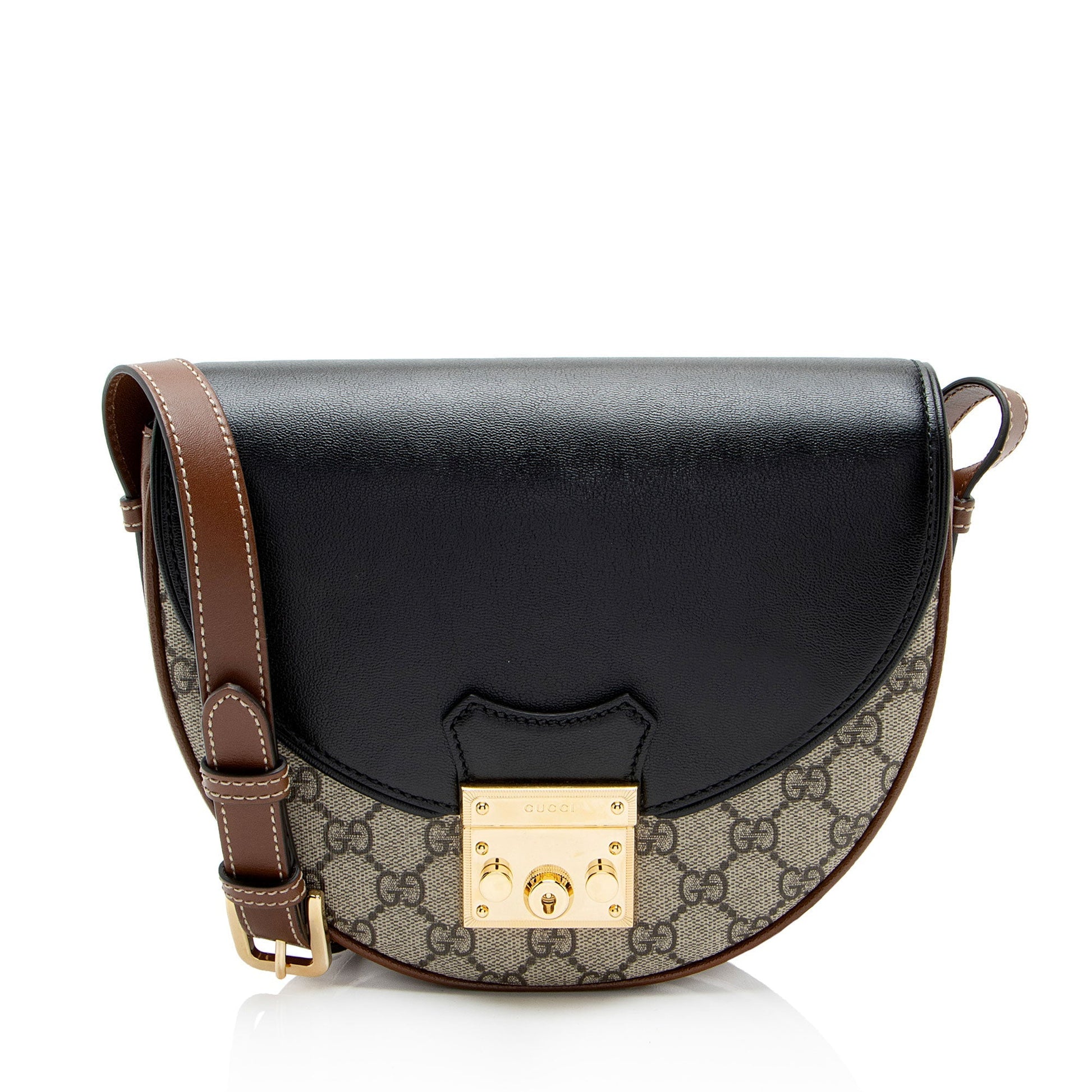 Gucci GG Supreme Padlock Saddle Small Crossbody Bag