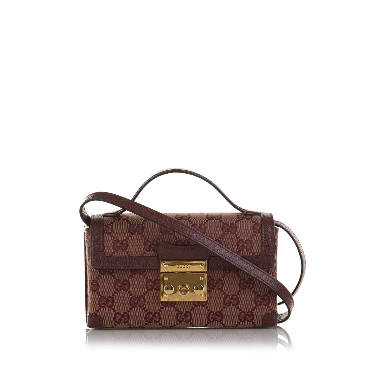 Gucci GG Supreme Padlock SHG-x5hOsB Canvas Calf Brown Satchel Bag