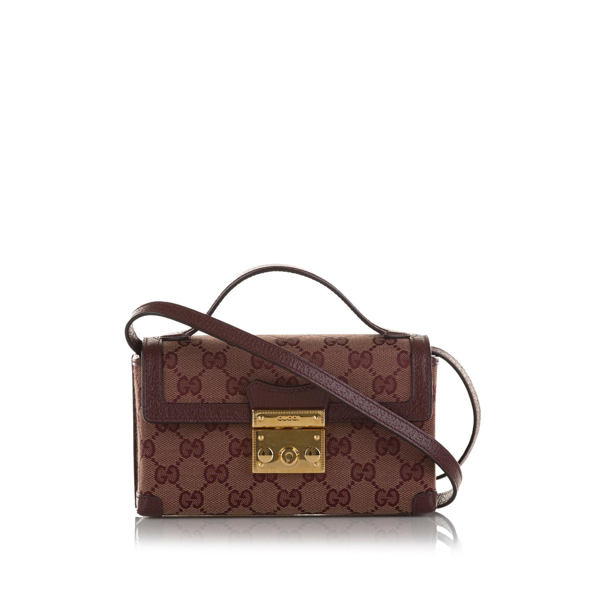Gucci GG Supreme Padlock SHG-x5hOsB Canvas Calf Brown Satchel Bag