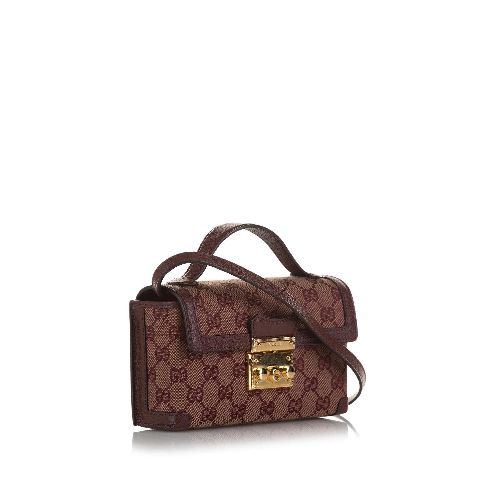 Gucci GG Supreme Padlock SHG-x5hOsB Canvas Calf Brown Satchel Bag