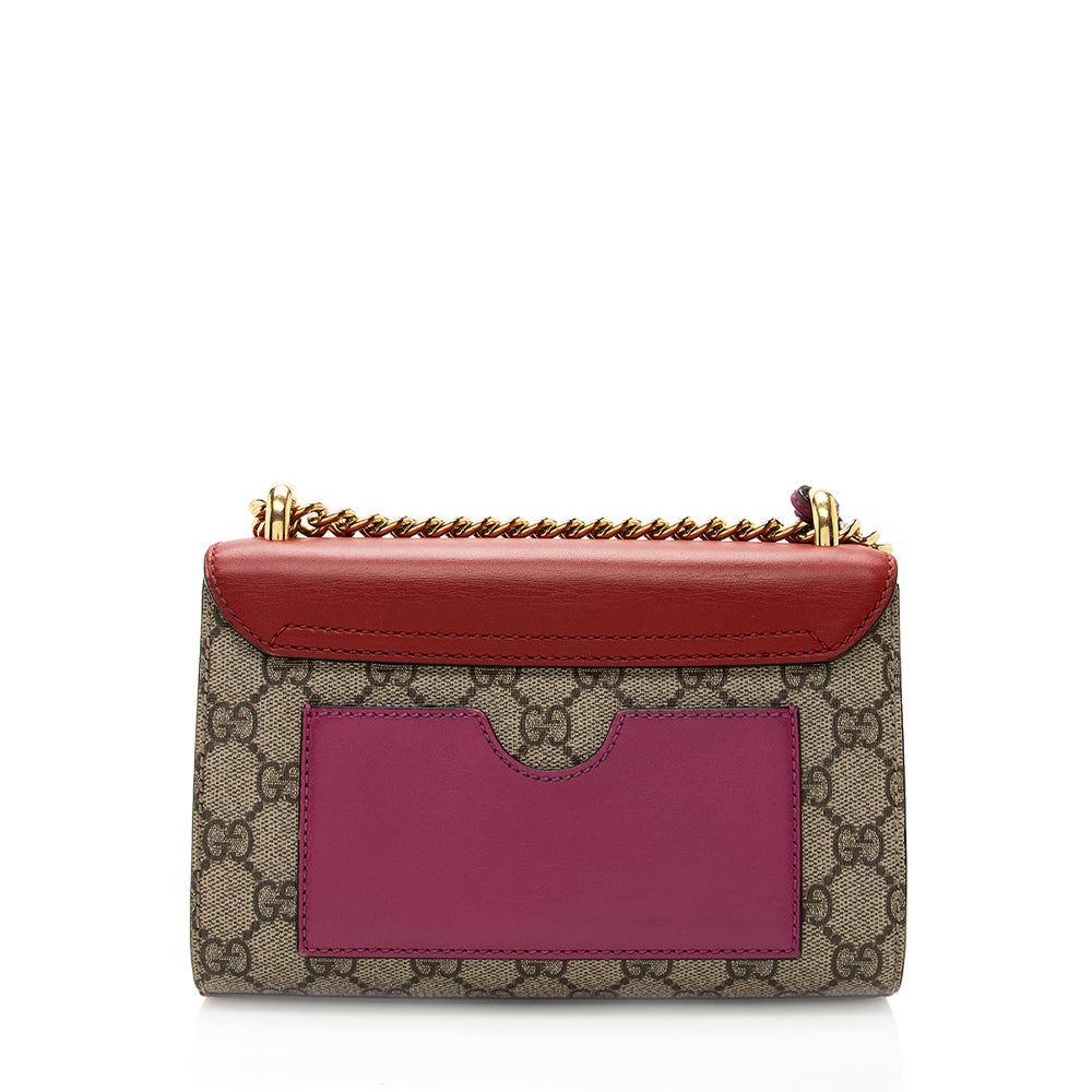 Gucci GG Supreme Padlock SHF Leather Canvas Beige Red Shoulder Bag