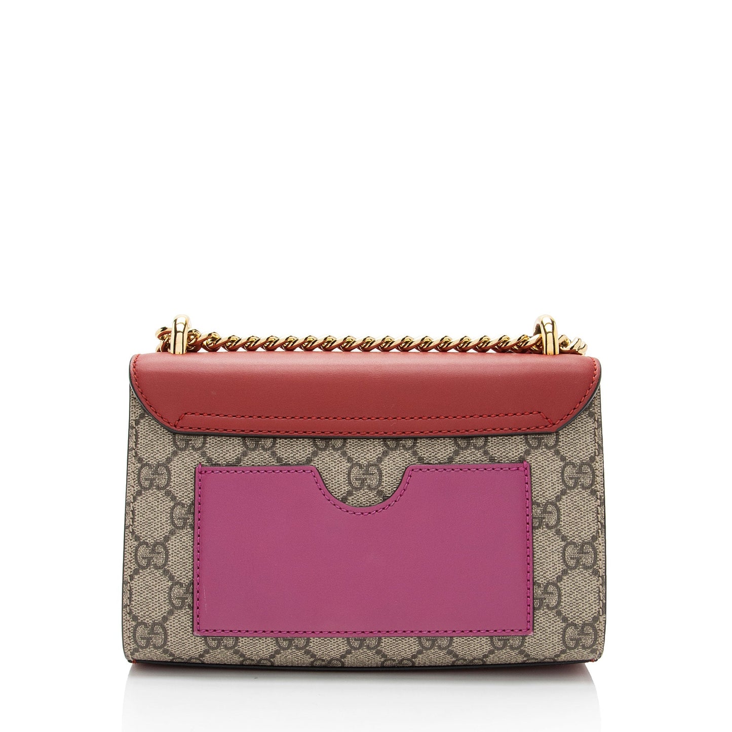 Gucci GG Supreme Padlock SHF-FvSIKl Leather Canvas Beige Red Crossbody Bag