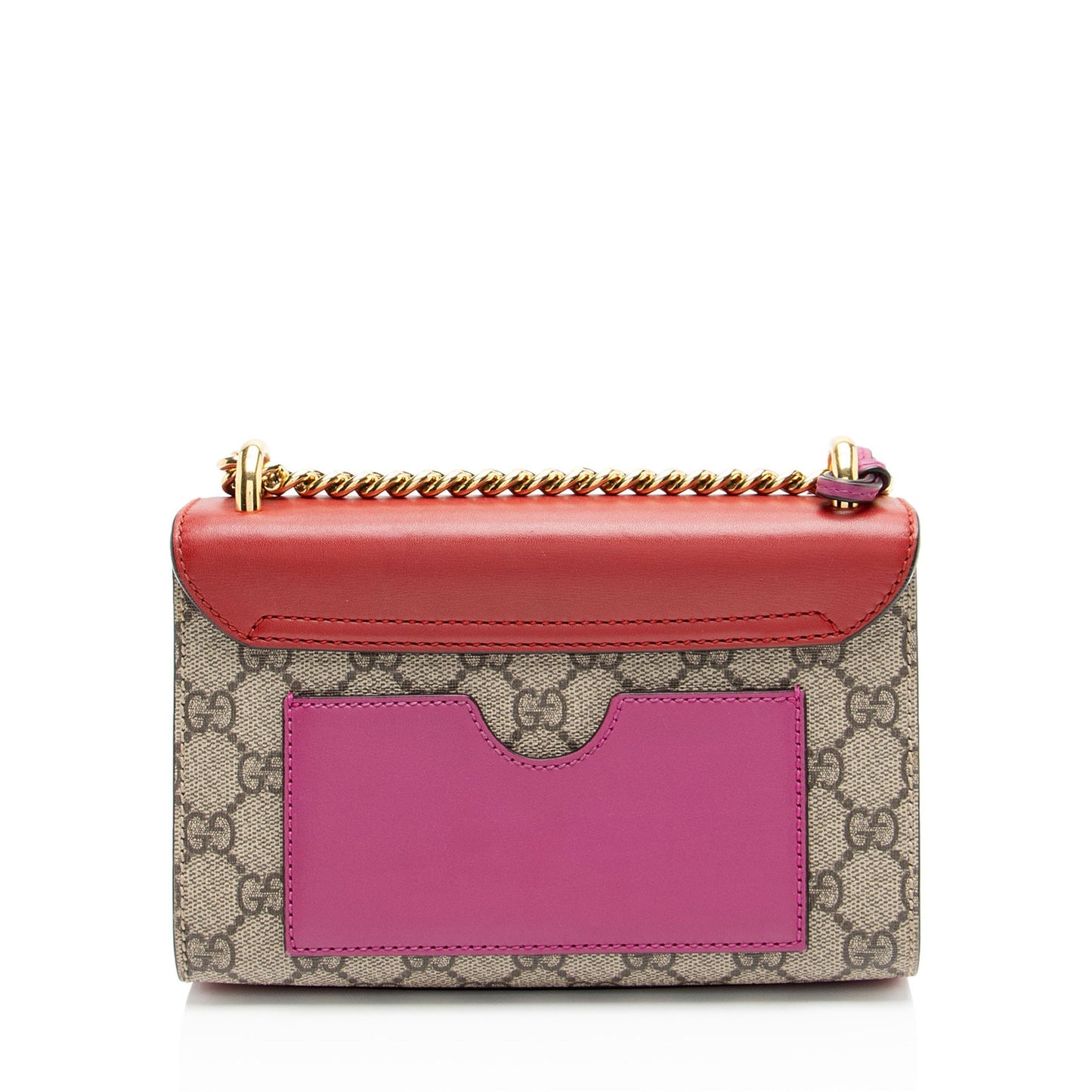 Gucci GG Supreme Padlock Leather Canvas Beige Red Shoulder Bag