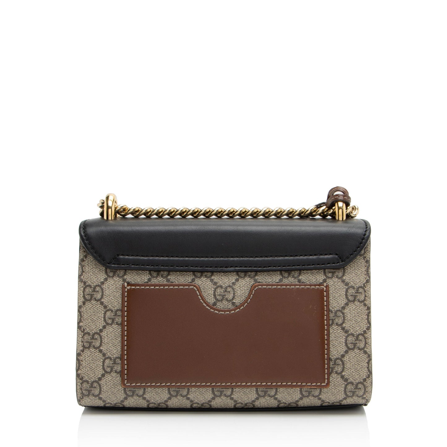 Gucci GG Supreme Padlock Leather Canvas Black Beige Shoulder Bag