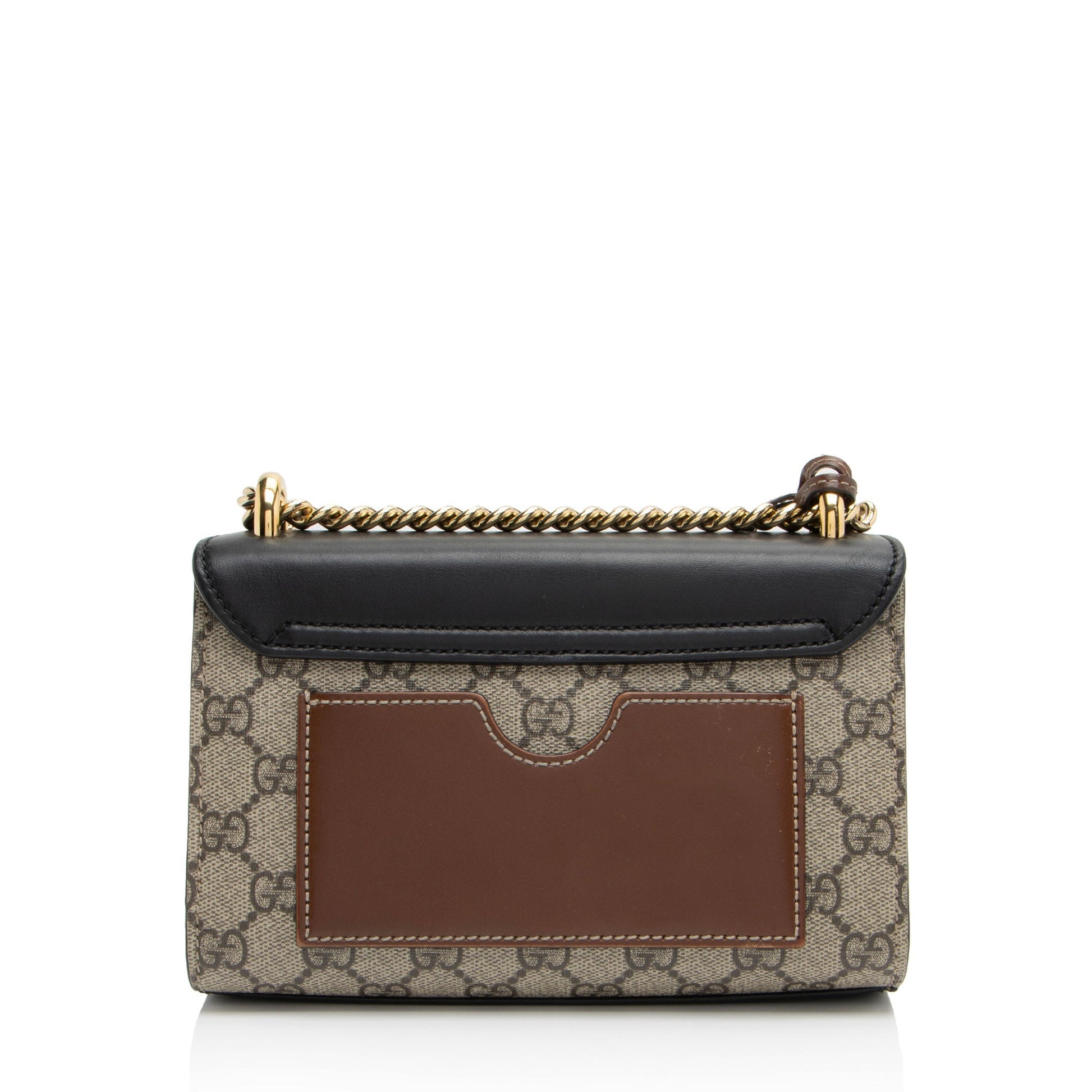 Gucci GG Supreme Padlock Leather Canvas Black Beige Shoulder Bag