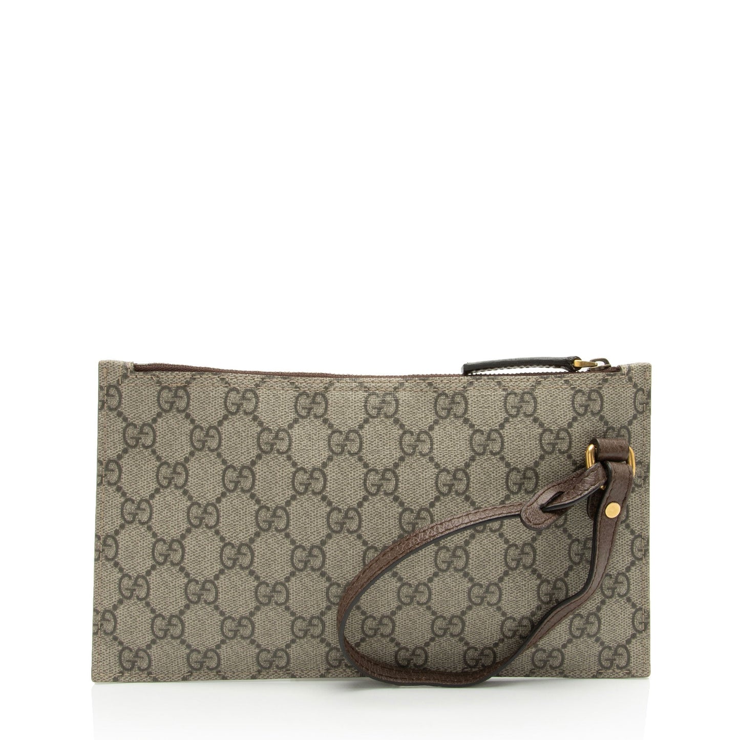 Gucci GG Supreme Pochette SHF-XHm4SL Leather Canvas Brown Beige Clutch Bag