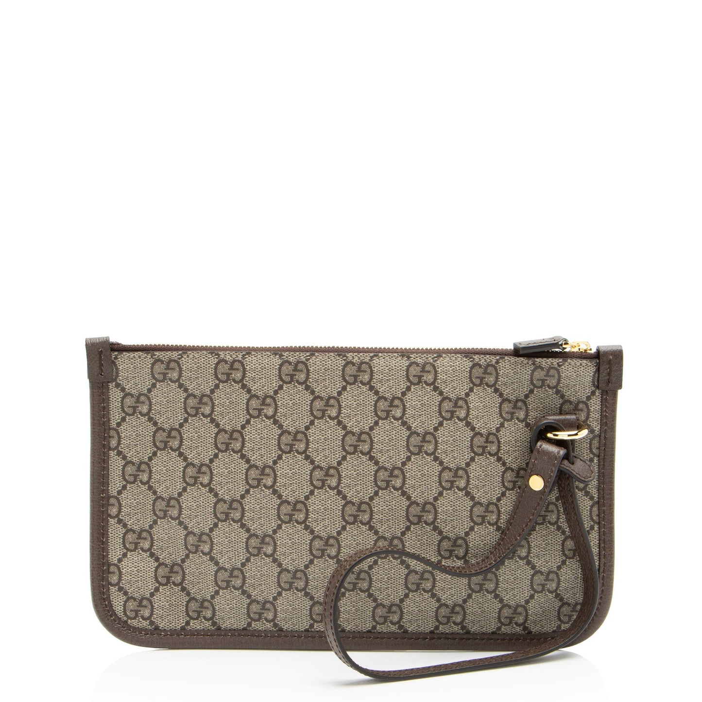 Gucci GG Supreme Pochette SHF-zzdFI8 Leather Canvas Brown Beige Clutch Bag