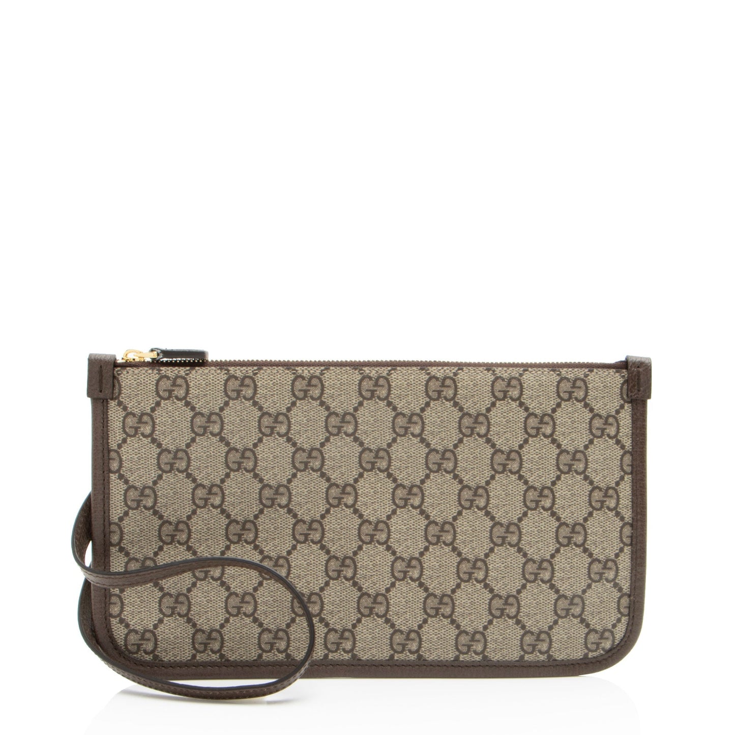Gucci GG Supreme Pochette SHF-zzdFI8 Leather Canvas Brown Beige Clutch Bag