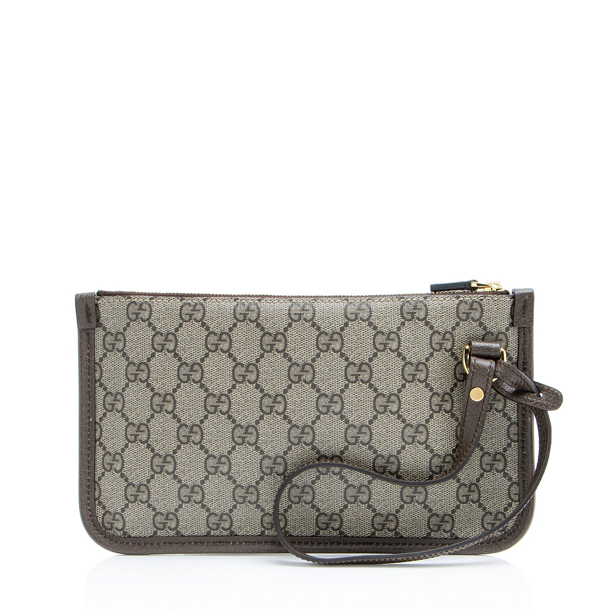 Gucci GG Supreme Pochette SHF-M9Qnnk Leather Canvas Brown Clutch Bag