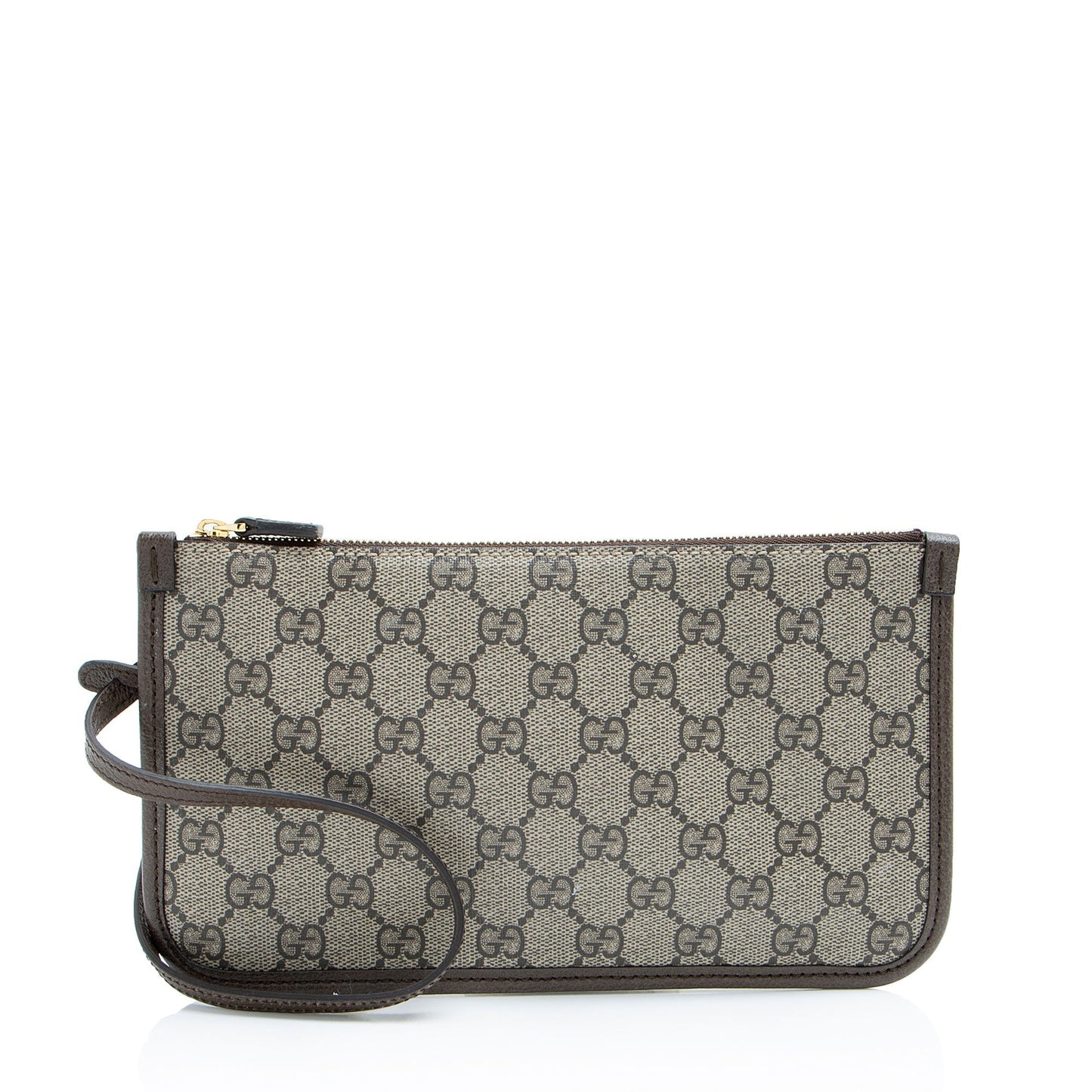 Gucci GG Supreme Pochette SHF-M9Qnnk Leather Canvas Brown Clutch Bag