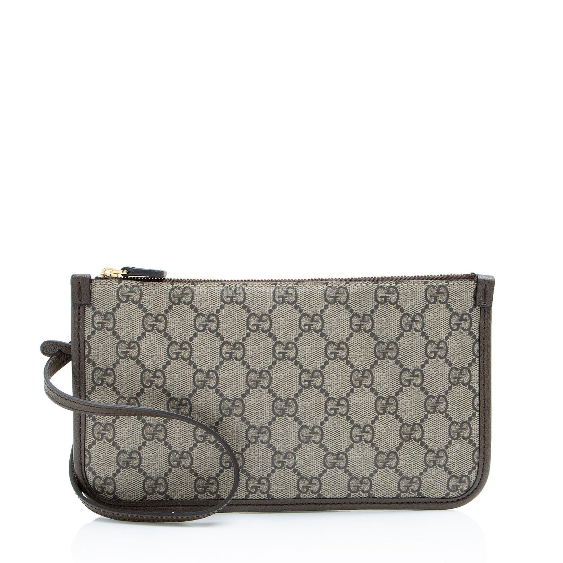 Gucci GG Supreme Pochette SHF-M9Qnnk Leather Canvas Brown Clutch Bag