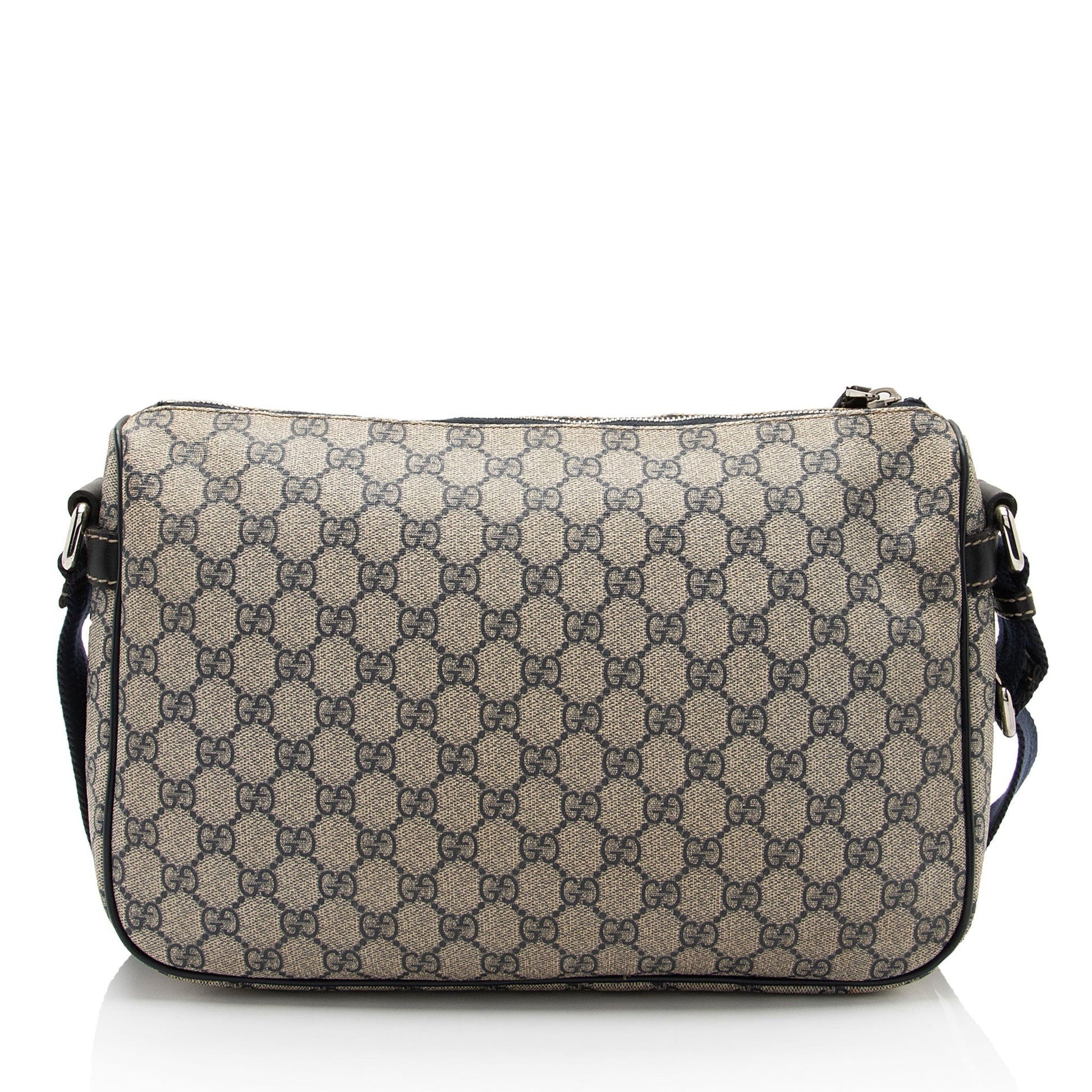 Gucci GG Supreme Pocket Messenger SHF-z1WHUn Leather Canvas Beige Blue Shoulder Bag