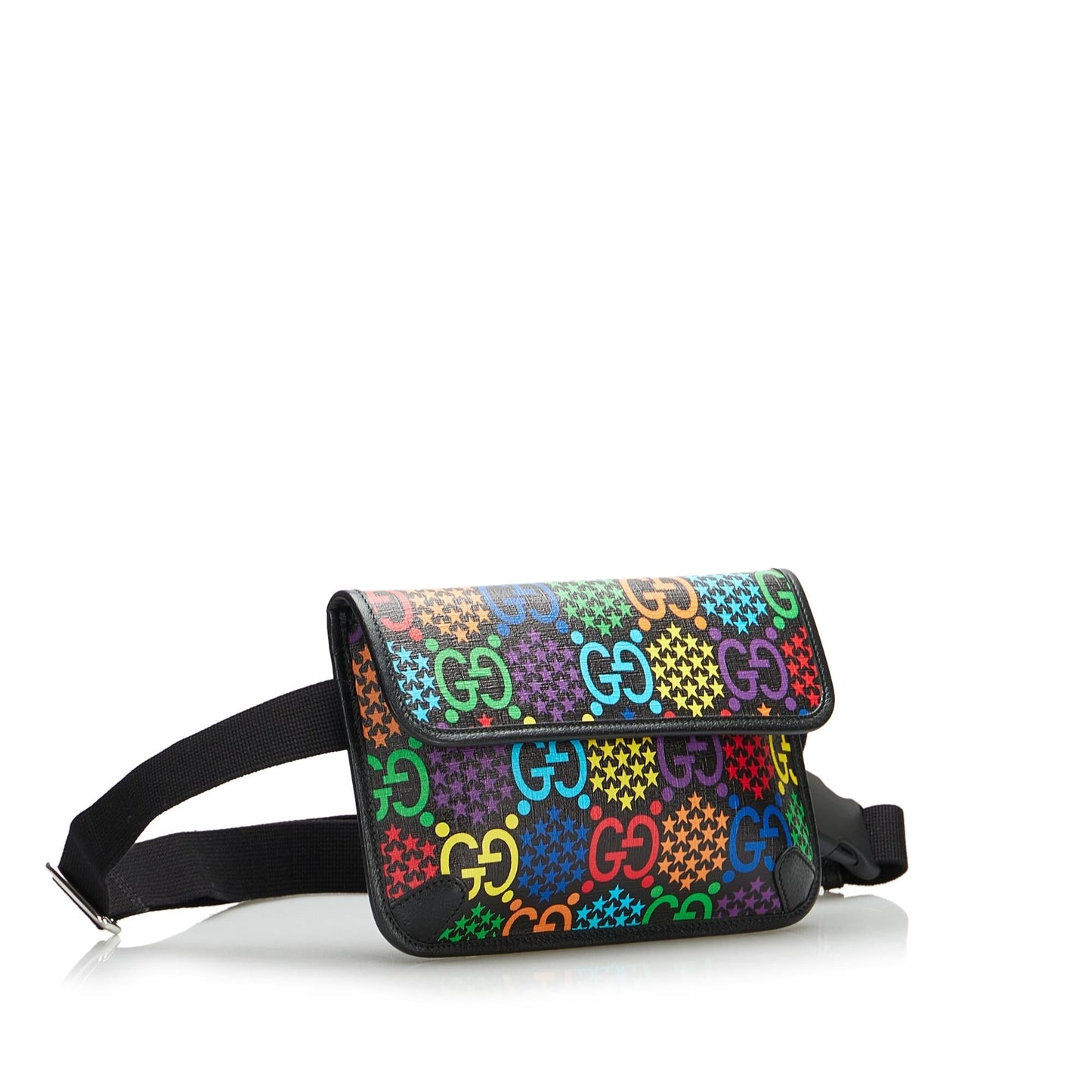 Gucci GG Supreme Psychedelic Belt SHG-NXWbpO Canvas Calf Black Accessory