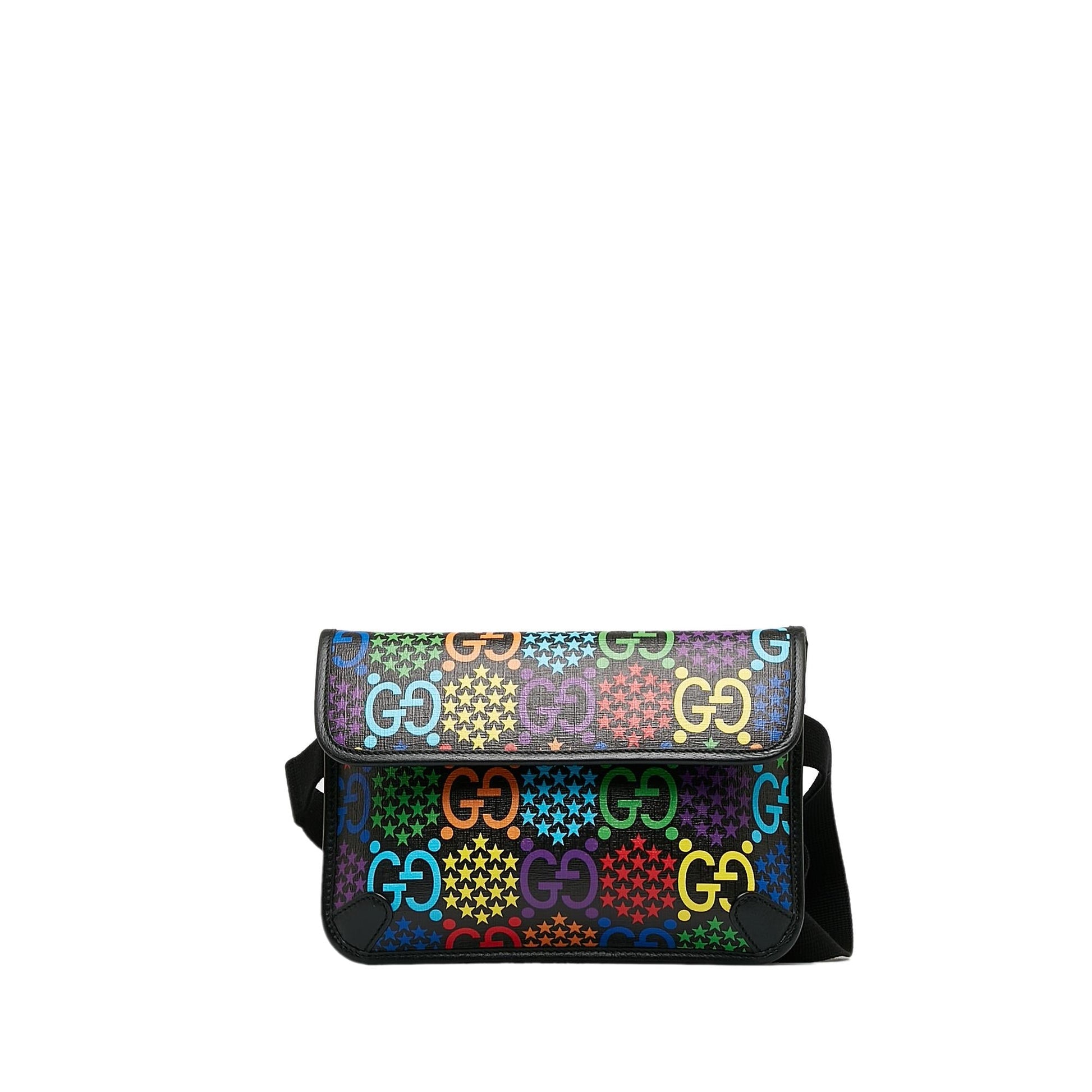 Gucci GG Supreme Psychedelic Belt SHG-lGM1A4 Canvas Calf Black Accessory