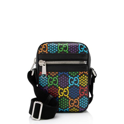 Gucci GG Supreme Psychedelic Messenger SHF-V1oroV Leather Canvas Nylon Black Shoulder Bag