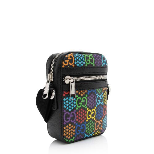 Gucci GG Supreme Psychedelic Messenger SHF-V1oroV Leather Canvas Nylon Black Shoulder Bag
