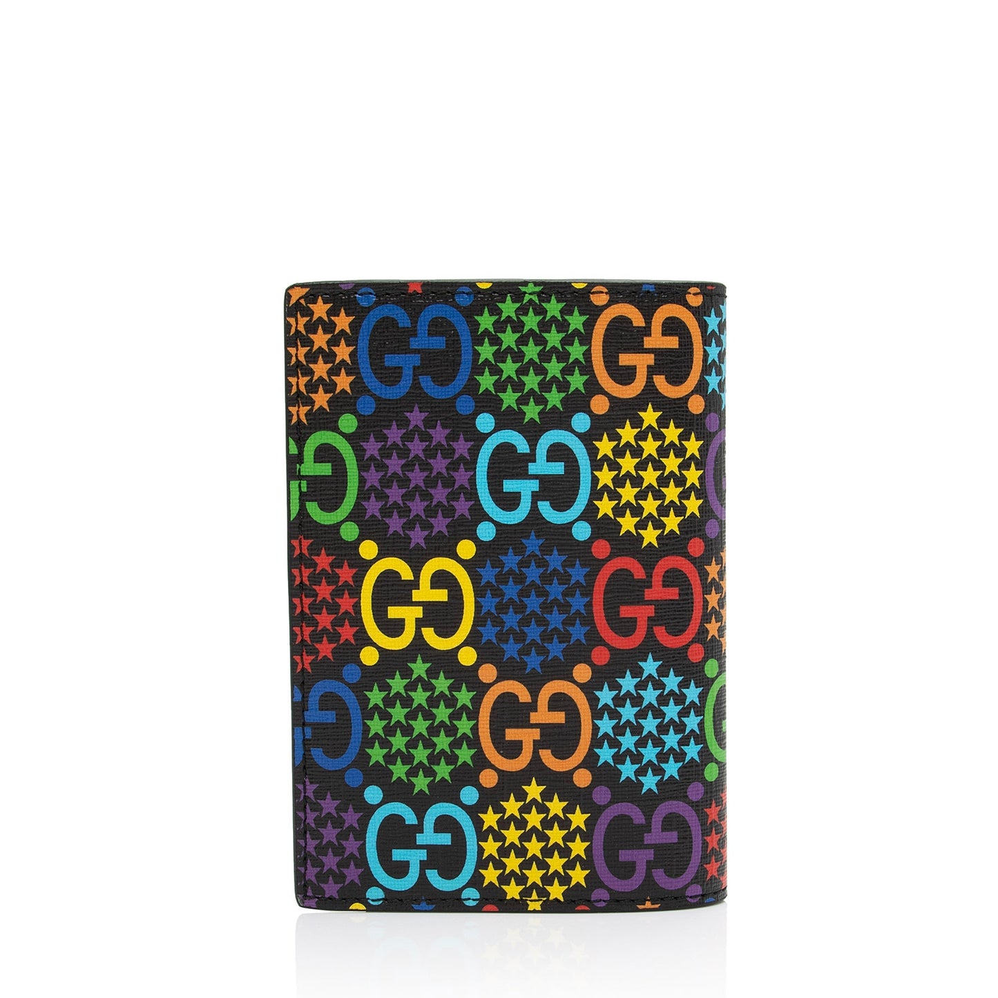 Gucci GG Supreme Psychedelic Passport Cover Leather Canvas Black Travel Bag