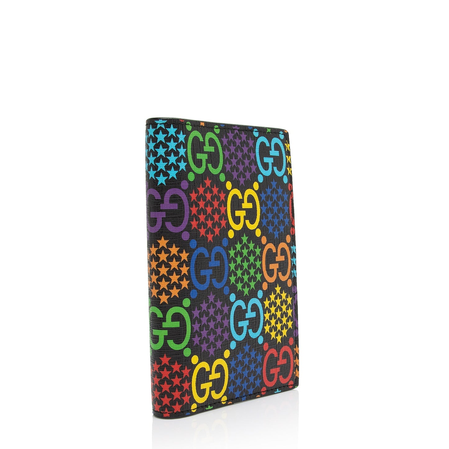Gucci GG Supreme Psychedelic Passport Cover Leather Canvas Black Travel Bag