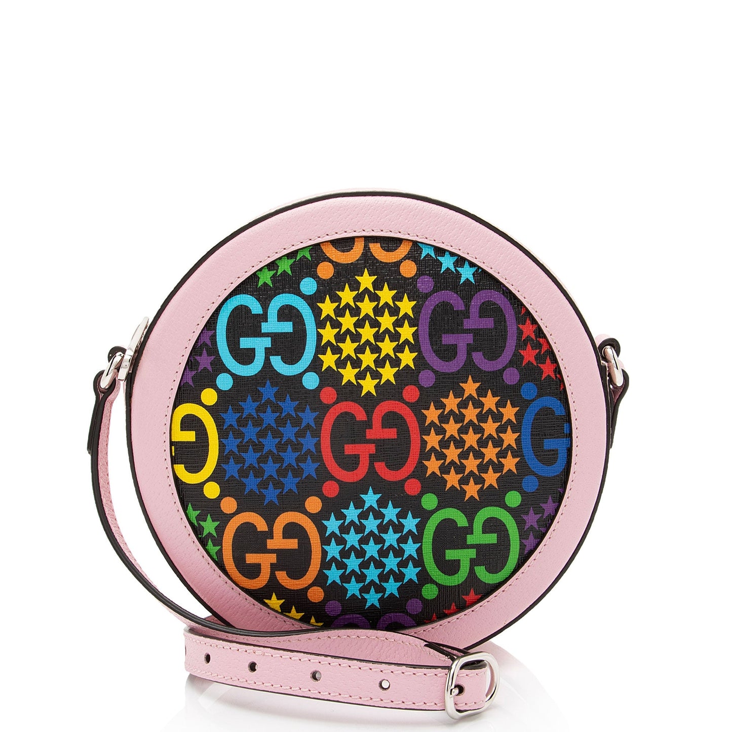 Gucci GG Supreme Psychedelic Round SHF-l3hOoV Leather Canvas Pink Crossbody Bag