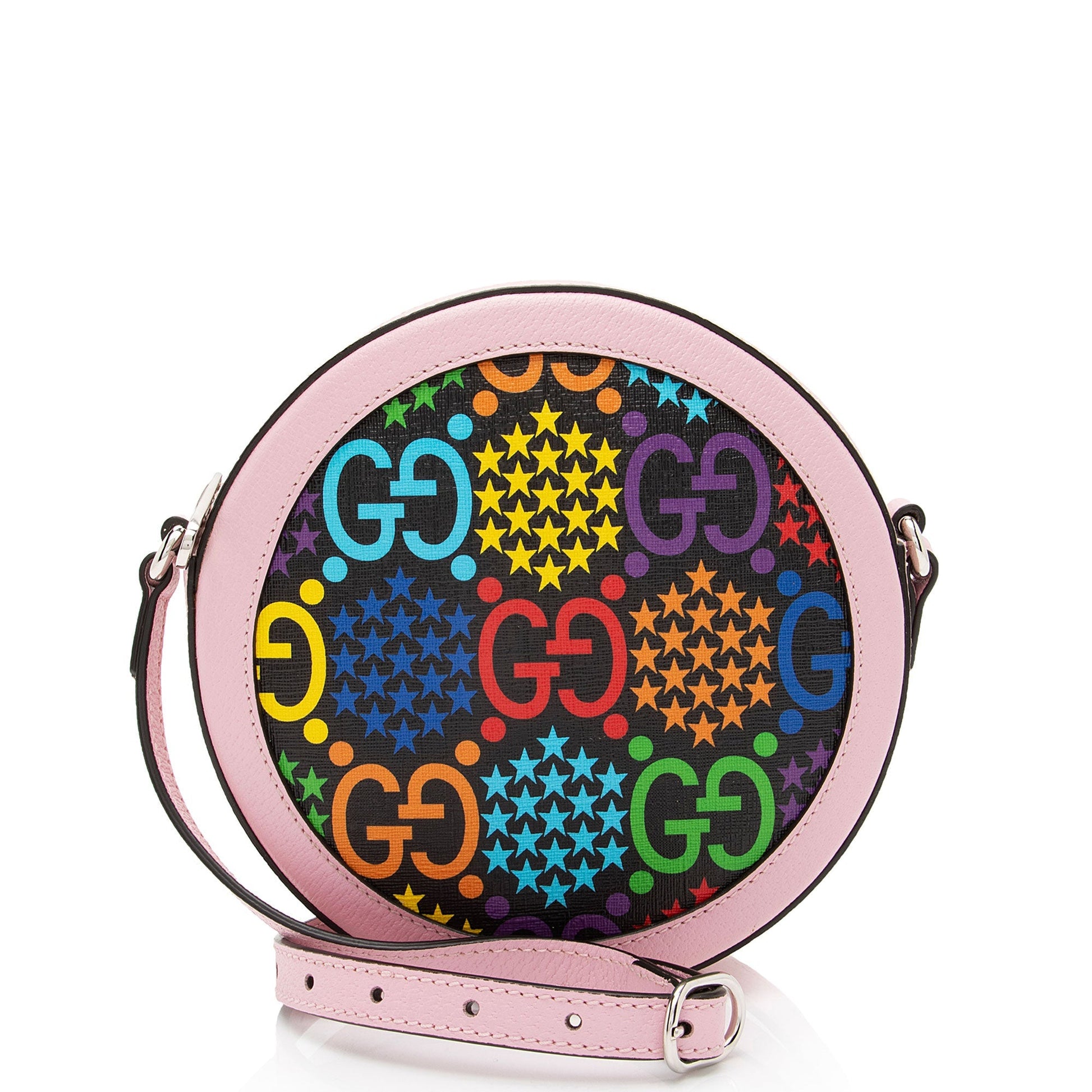 Gucci GG Supreme Psychedelic Round SHF-l3hOoV Leather Canvas Pink Crossbody Bag